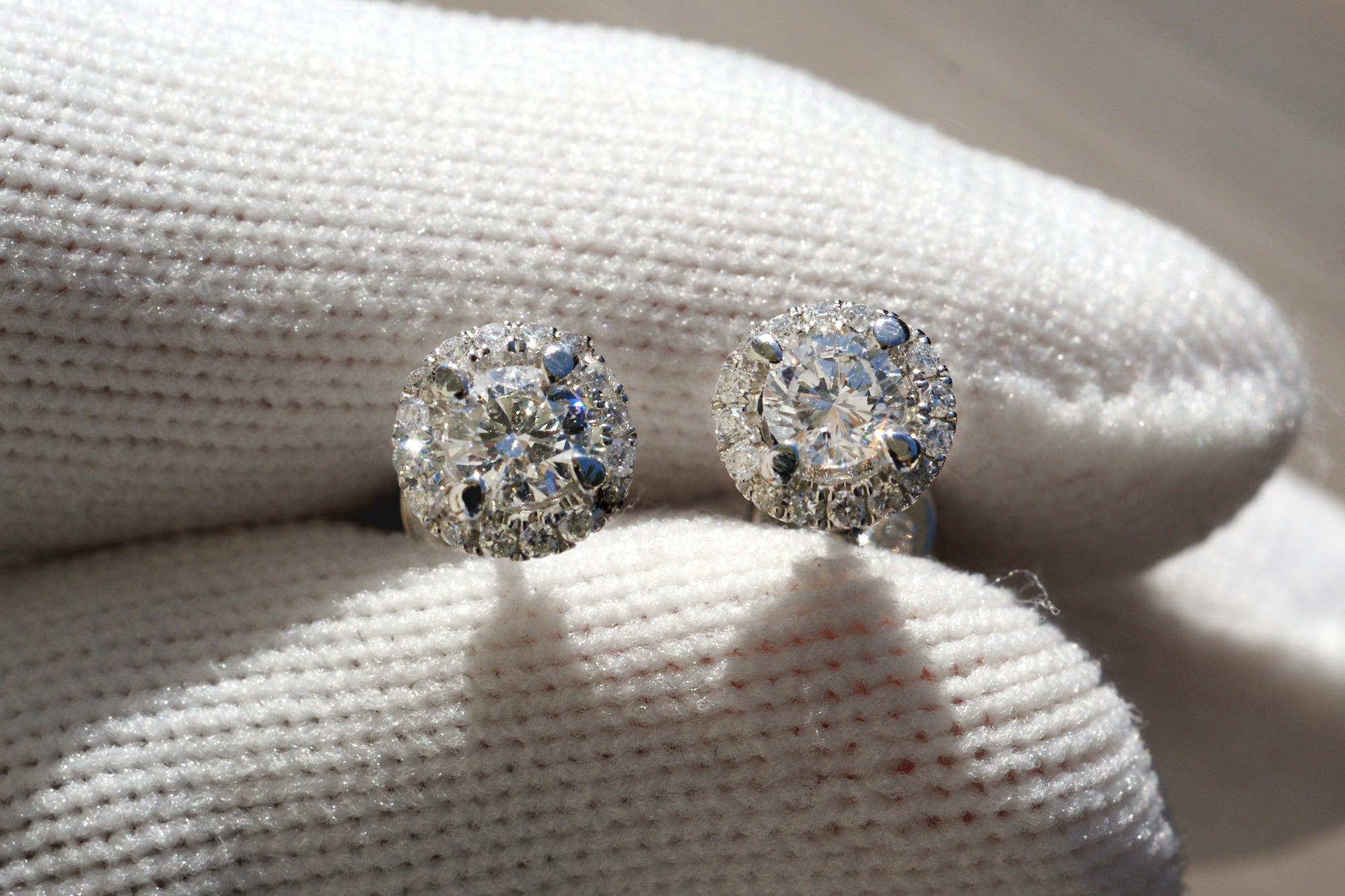 Round diamond store cluster earrings