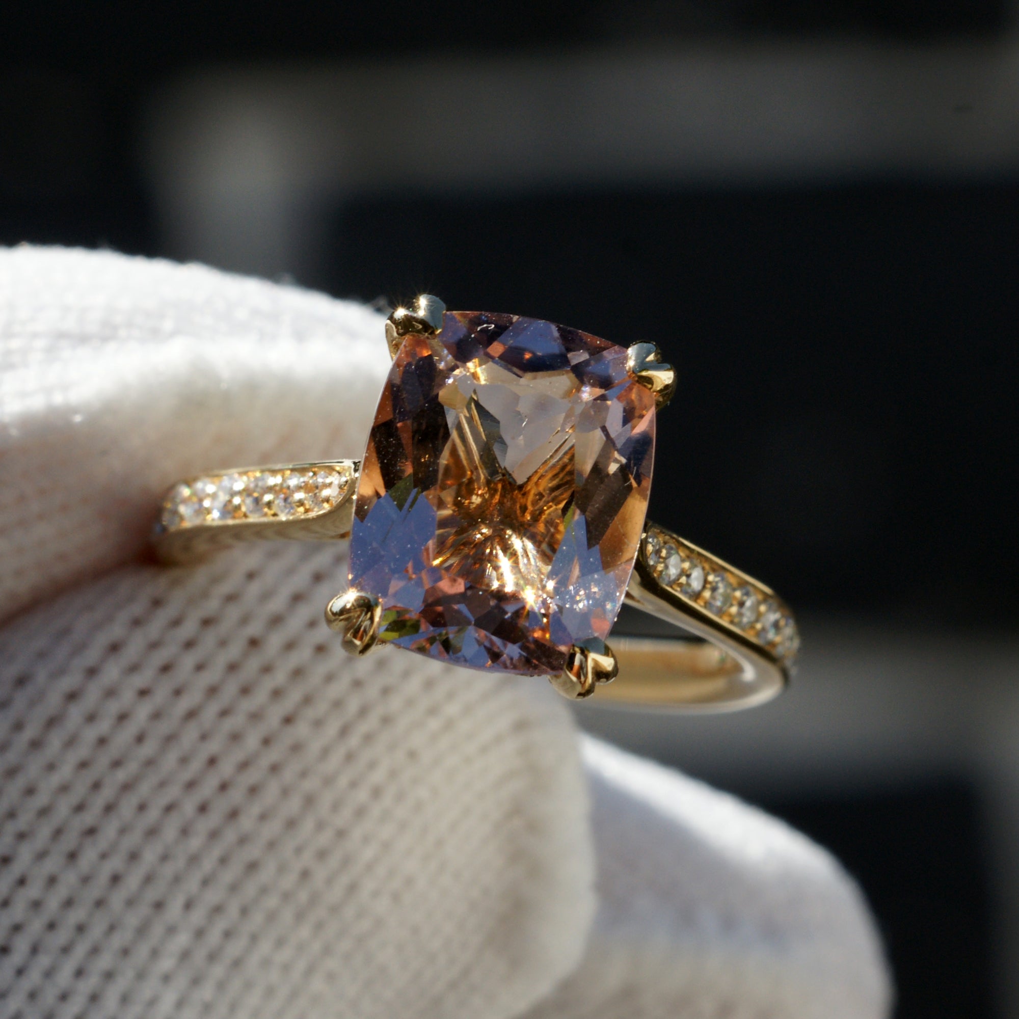 Morganite with store yellow gold