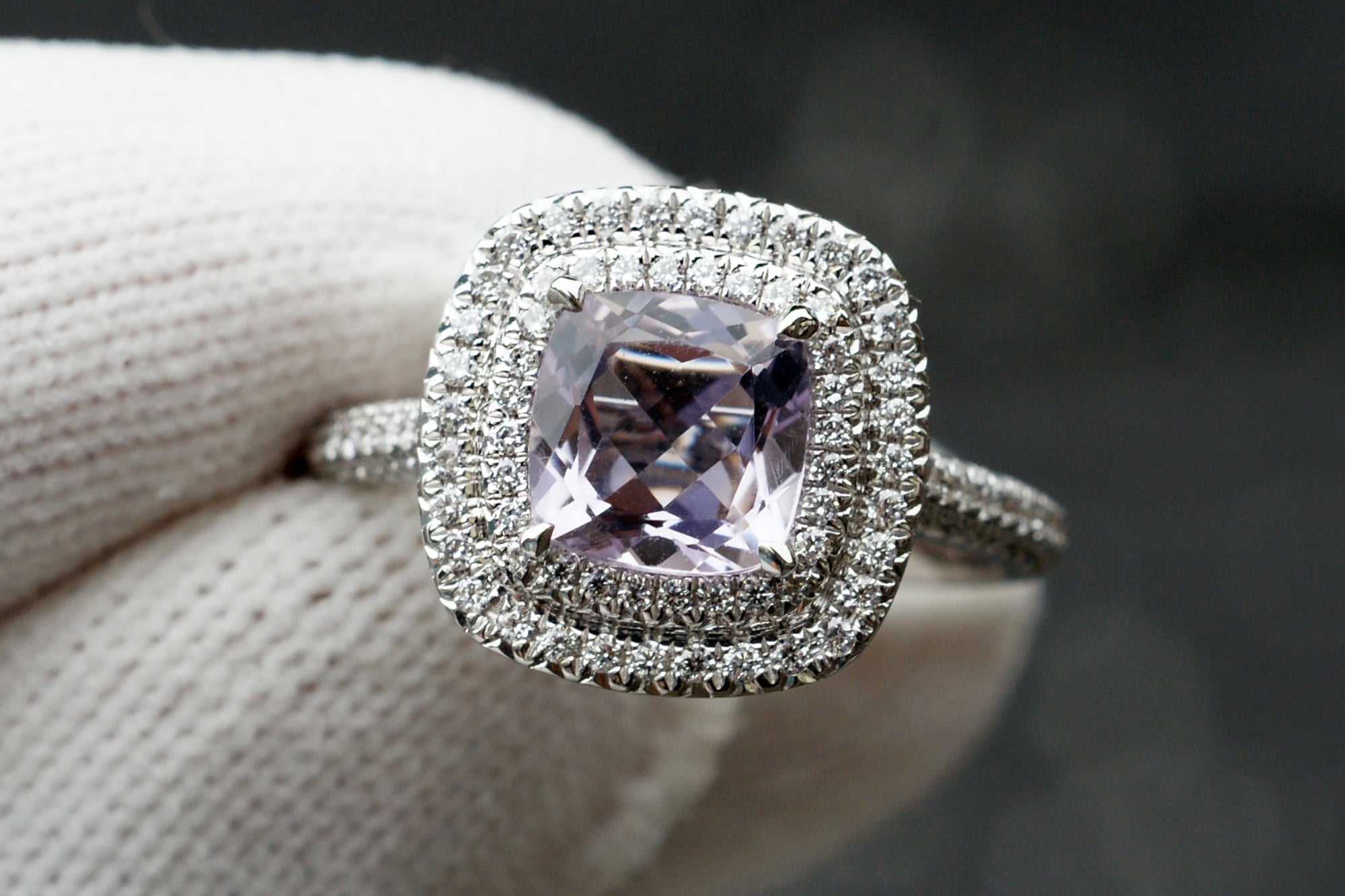 Amethyst halo engagement on sale ring