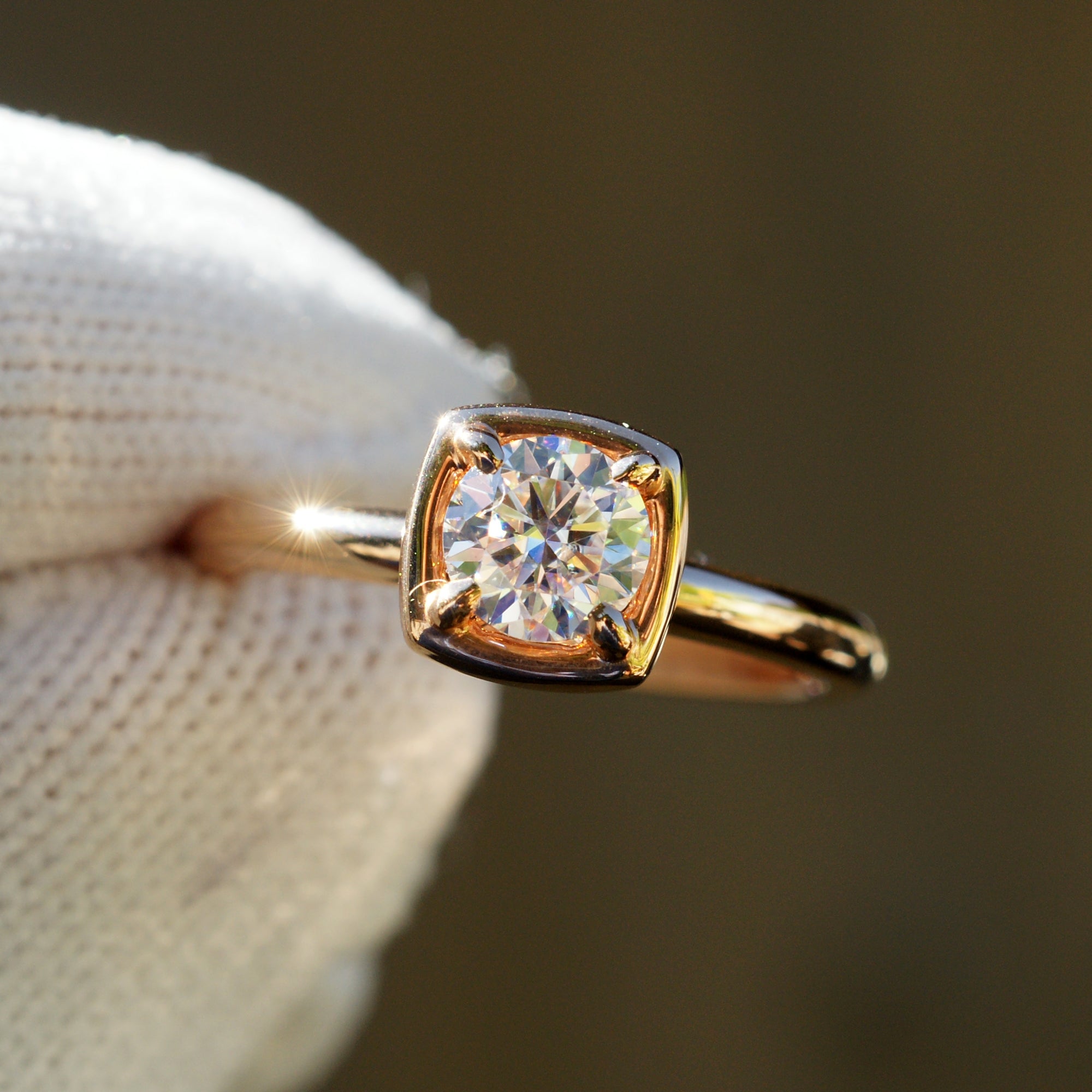 Pear Moissanite Engagement Ring Rose Gold Solitaire Diamond Ring Band 14K Yellow Gold / 5.5