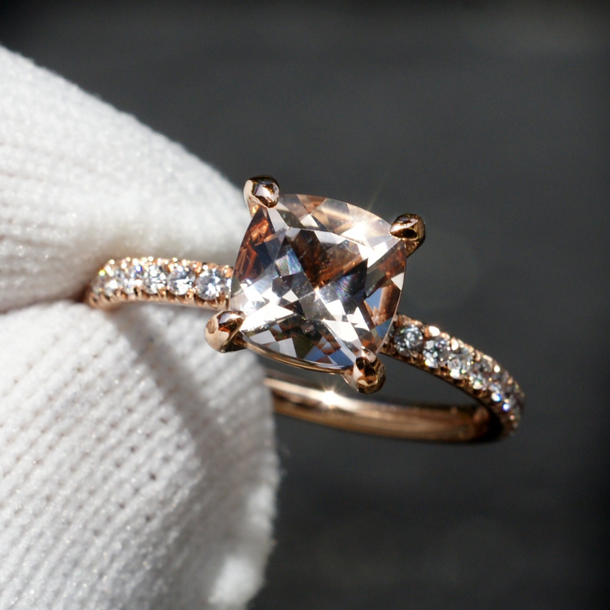 Rose gold cushion hot sale cut ring