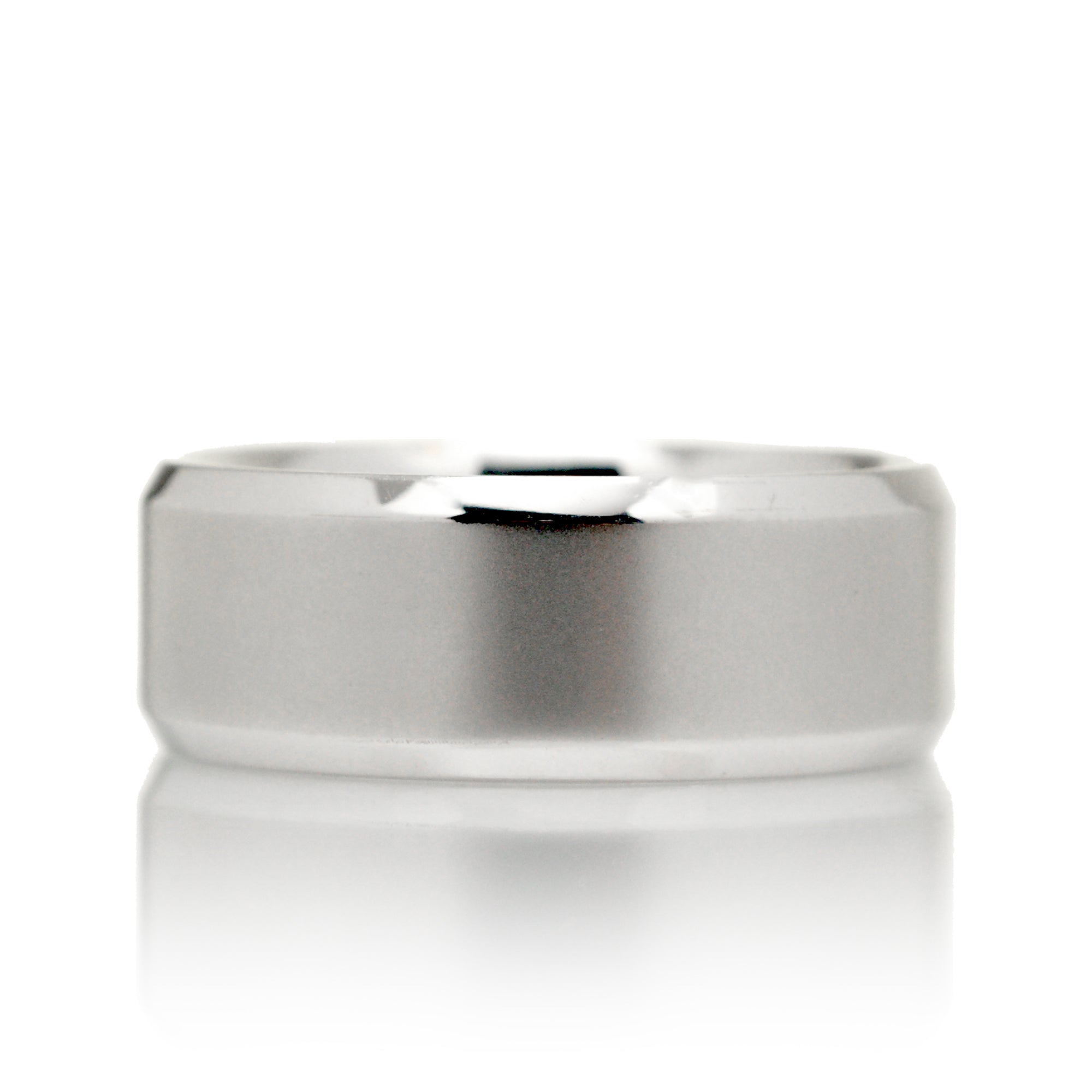 Beveled edge store wedding band