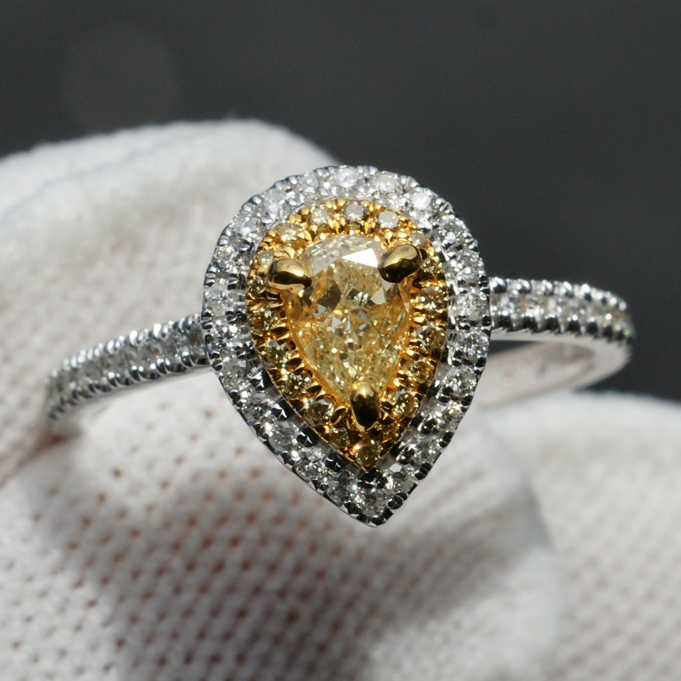 Teardrop canary diamond on sale ring