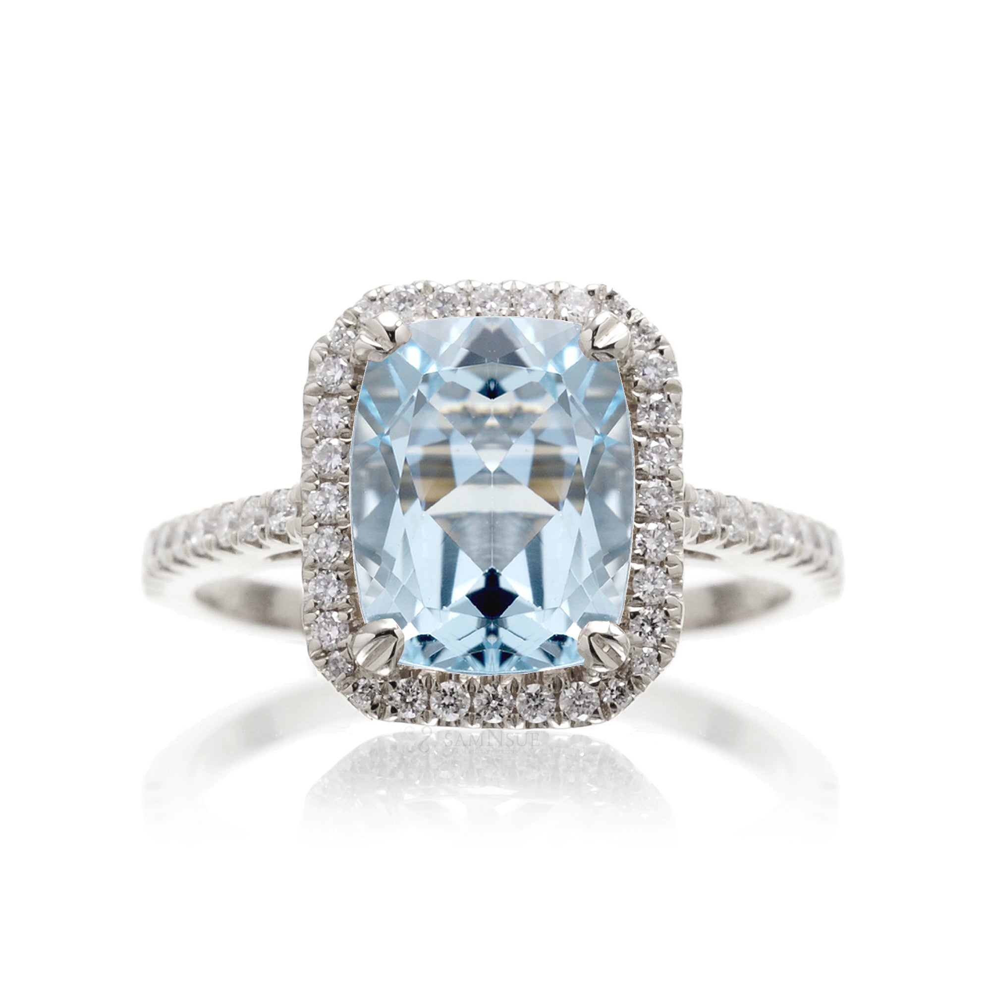 Rectangular aquamarine sale ring