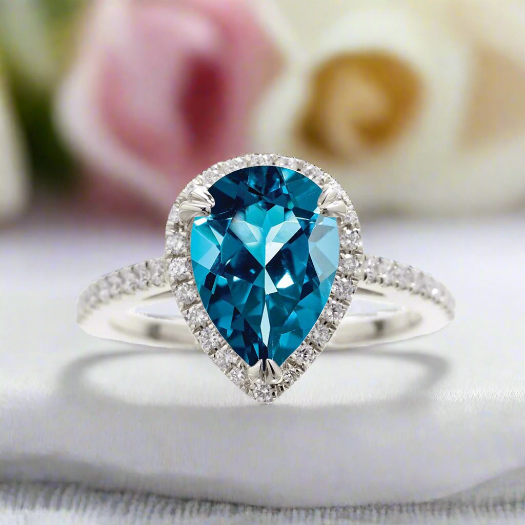 Blue topaz on sale pear ring