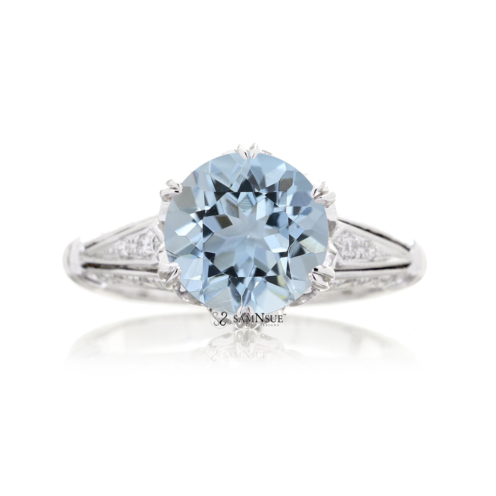 Round deals aquamarine ring