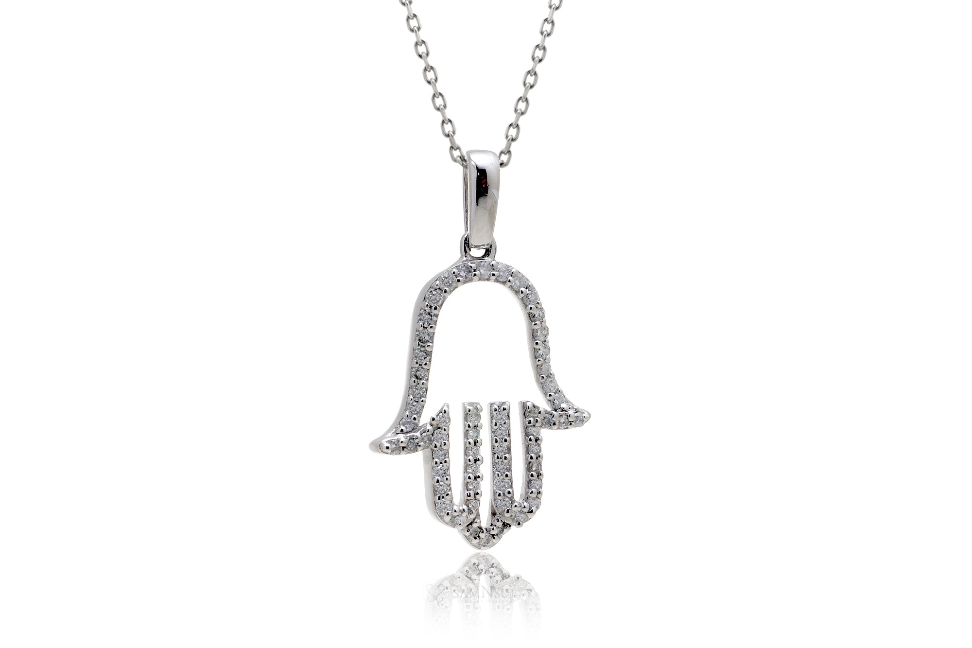 Hamsa hand diamond on sale necklace