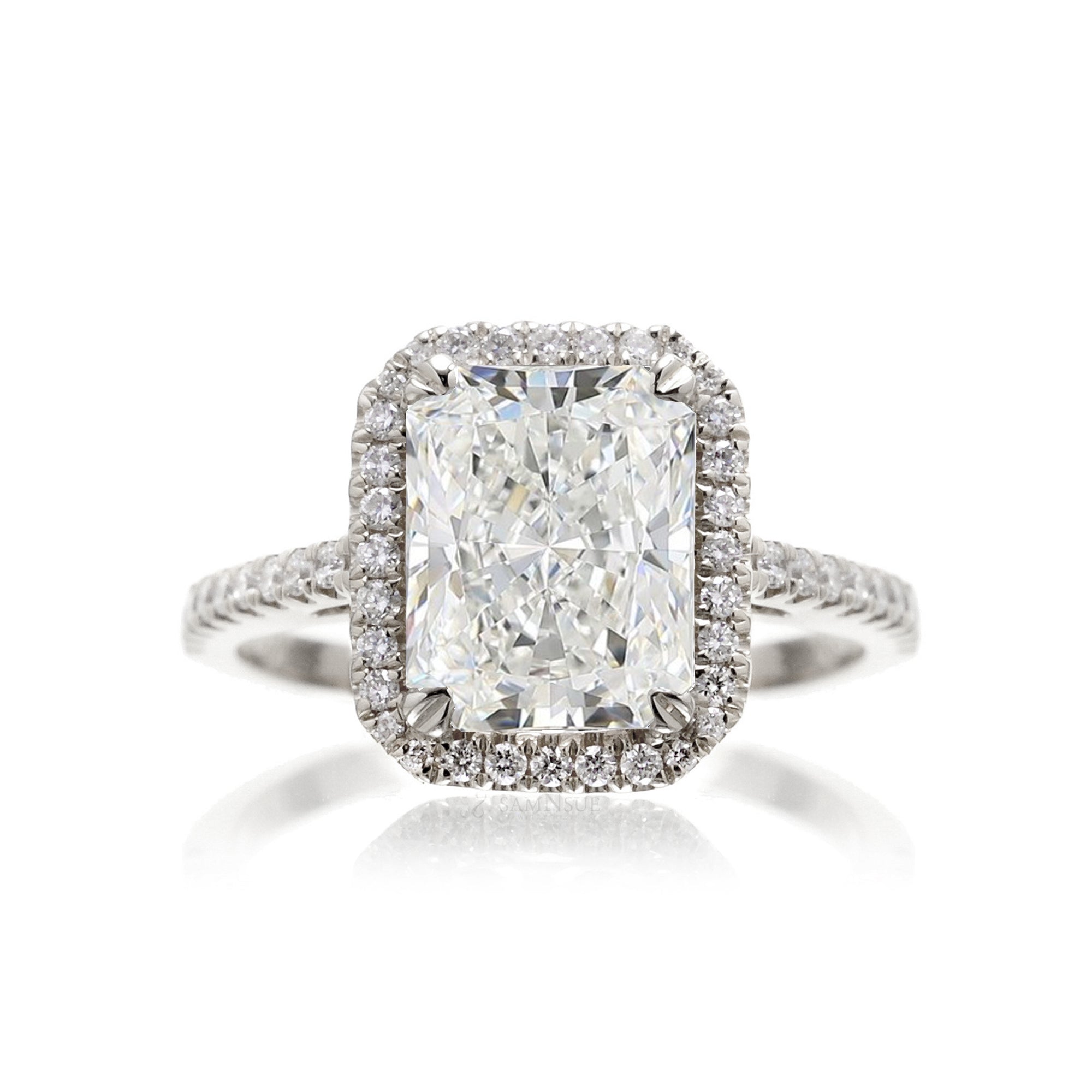 Radiant cut diamond cathedral on sale setting