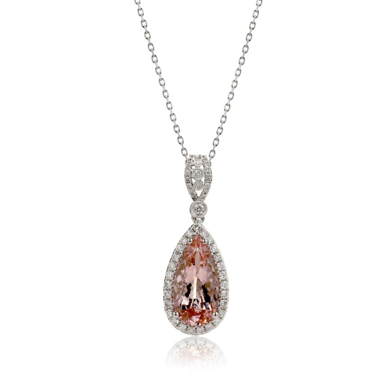 pear morganite pendant in white gold 16x8mm