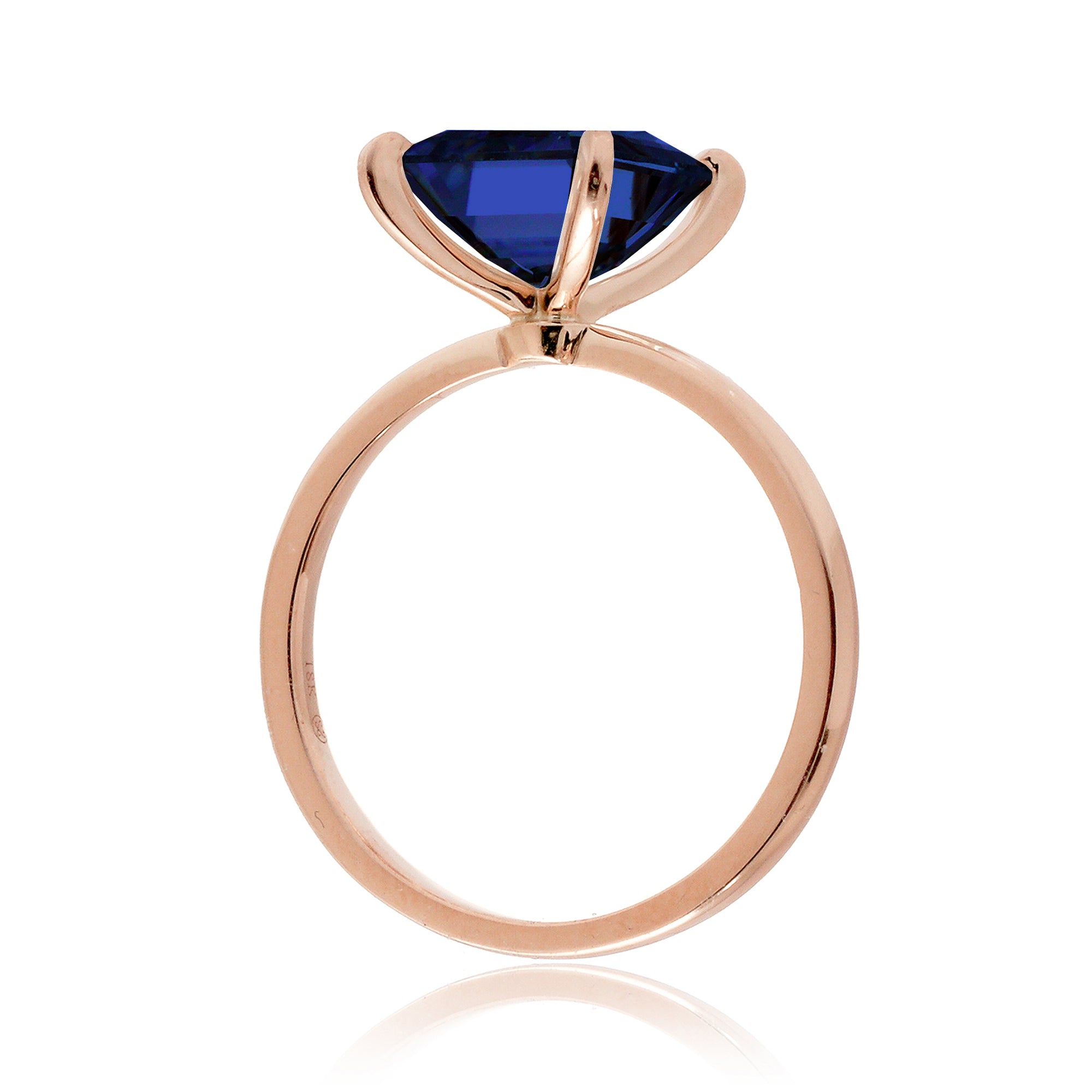 Blue sapphire solitaire engagement ring emerald cut - The Adeline in rose gold