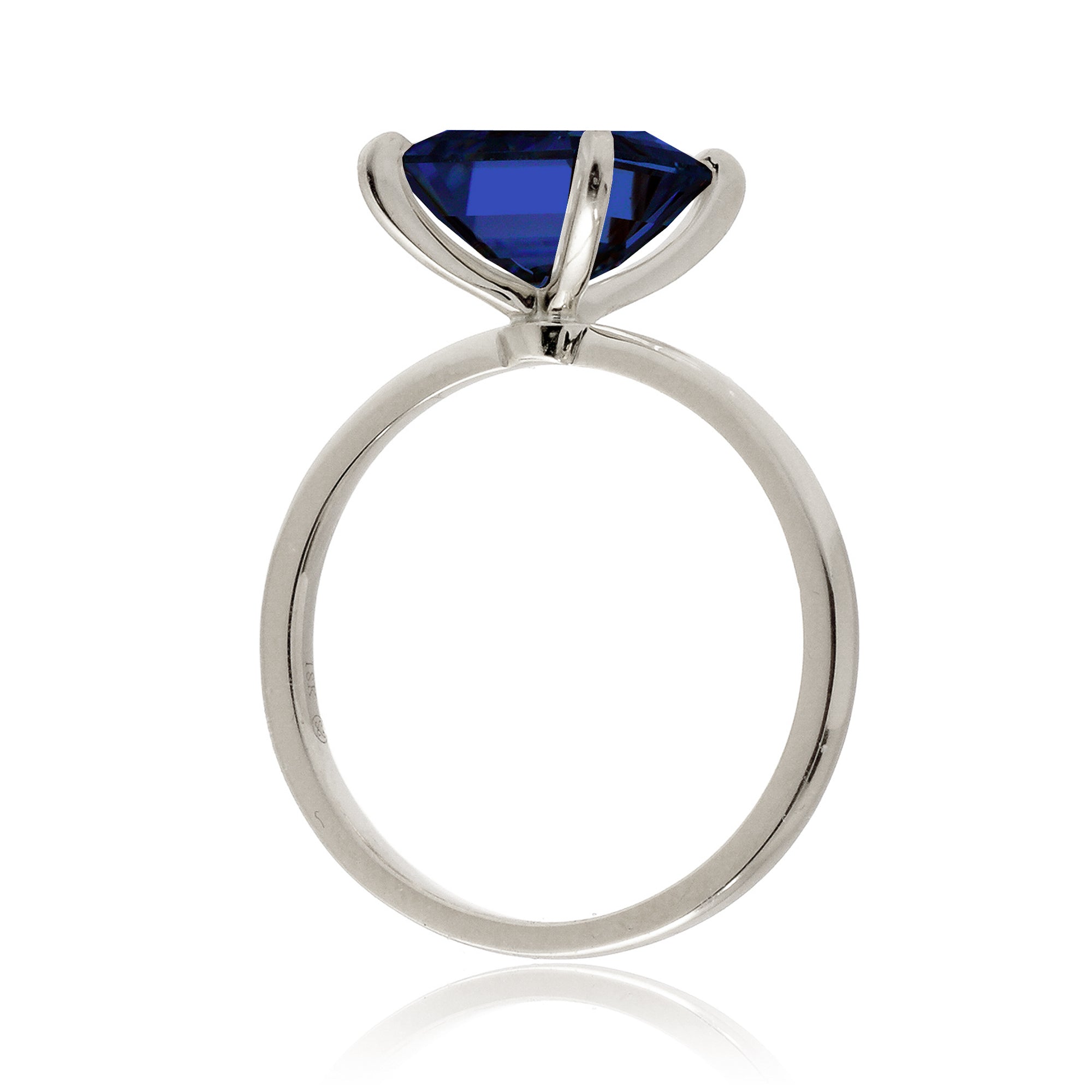 Blue sapphire solitaire engagement ring emerald cut - The Adeline in white gold