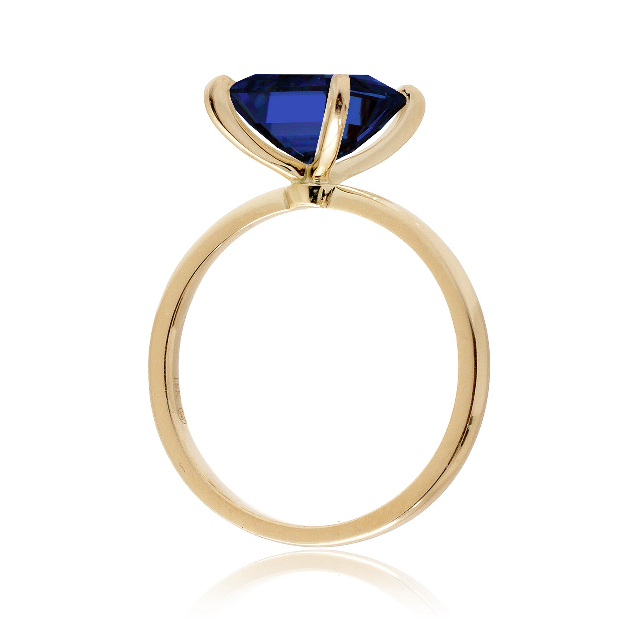 Blue sapphire solitaire engagement ring emerald cut - The Adeline in yellow gold