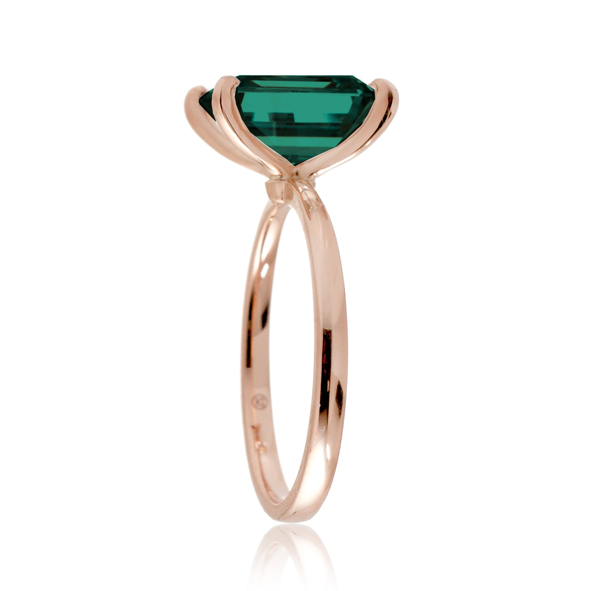 Emerald solitaire engagement ring - The Adeline Step Cut in rose gold