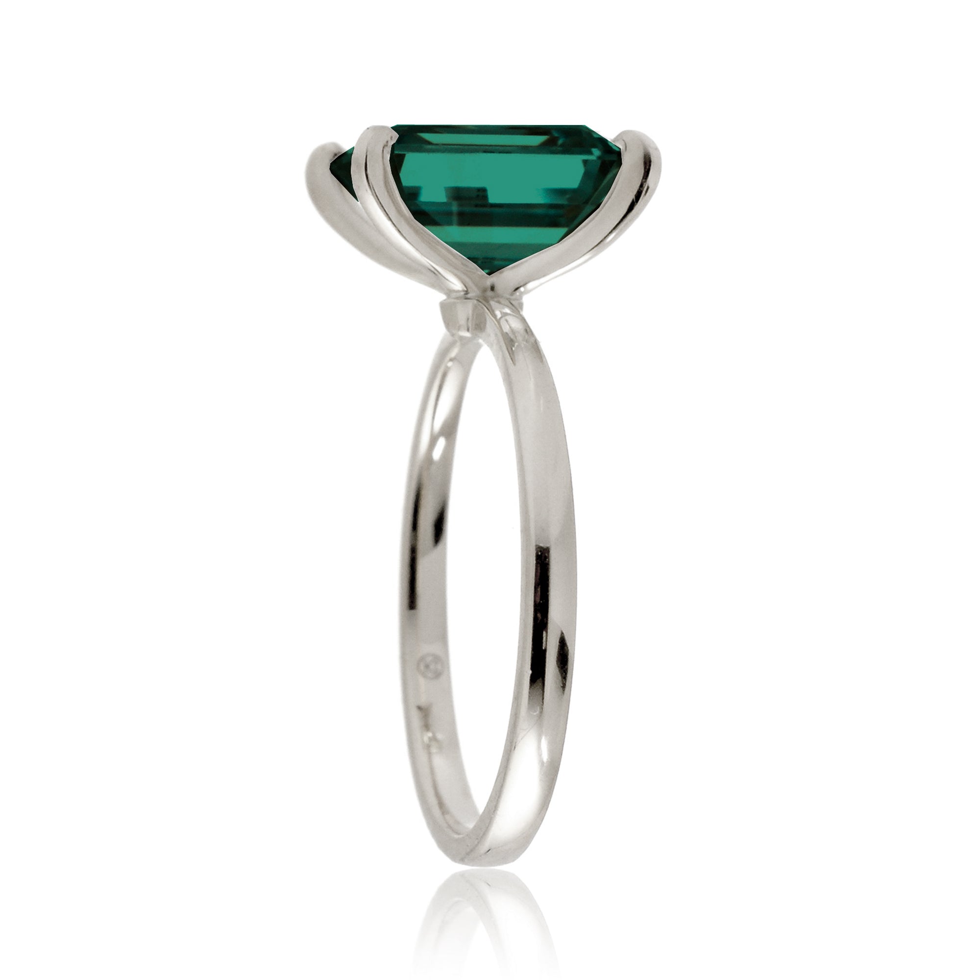 Emerald solitaire engagement ring - The Adeline Step Cut in white gold