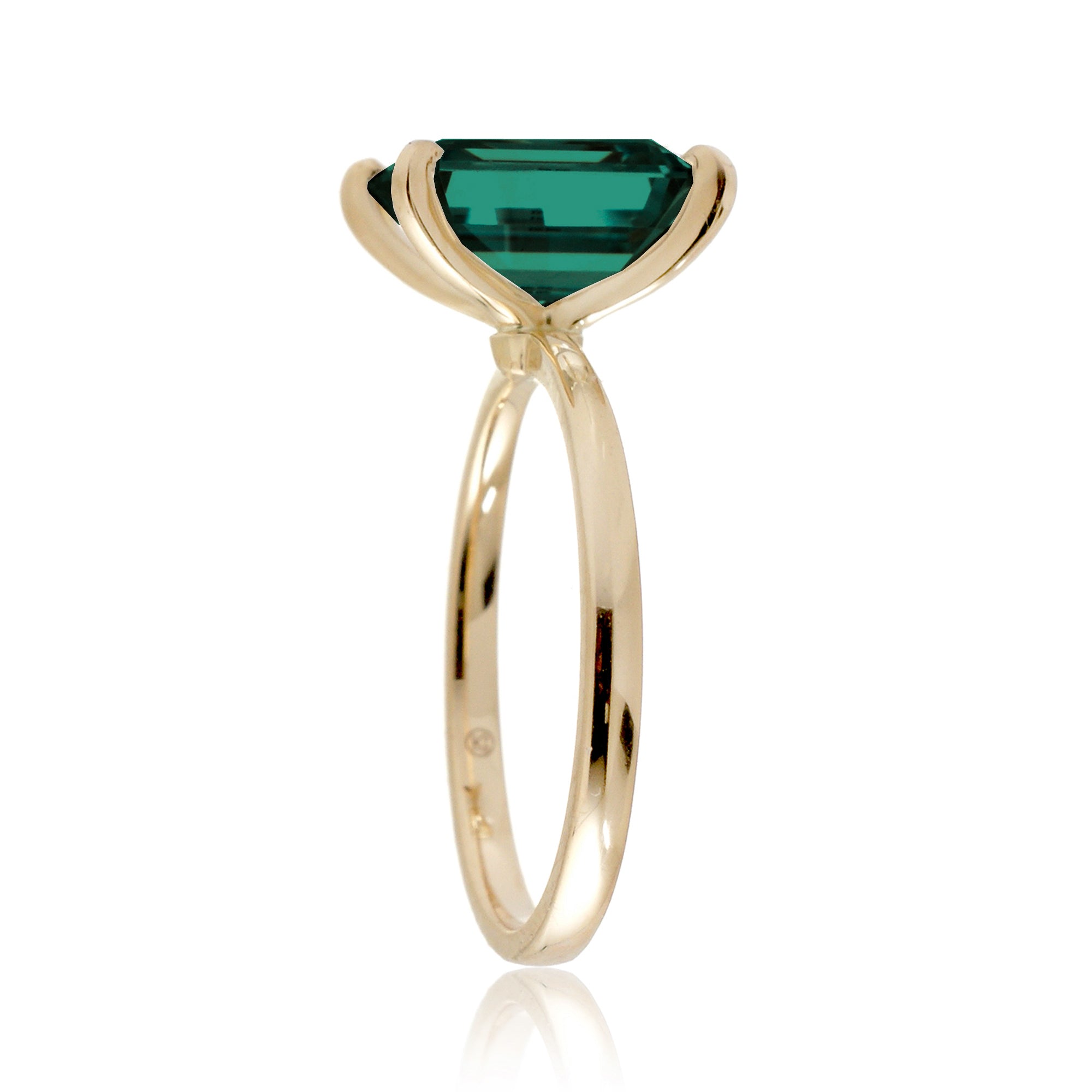 Emerald solitaire engagement ring - The Adeline Step Cut in yellow gold