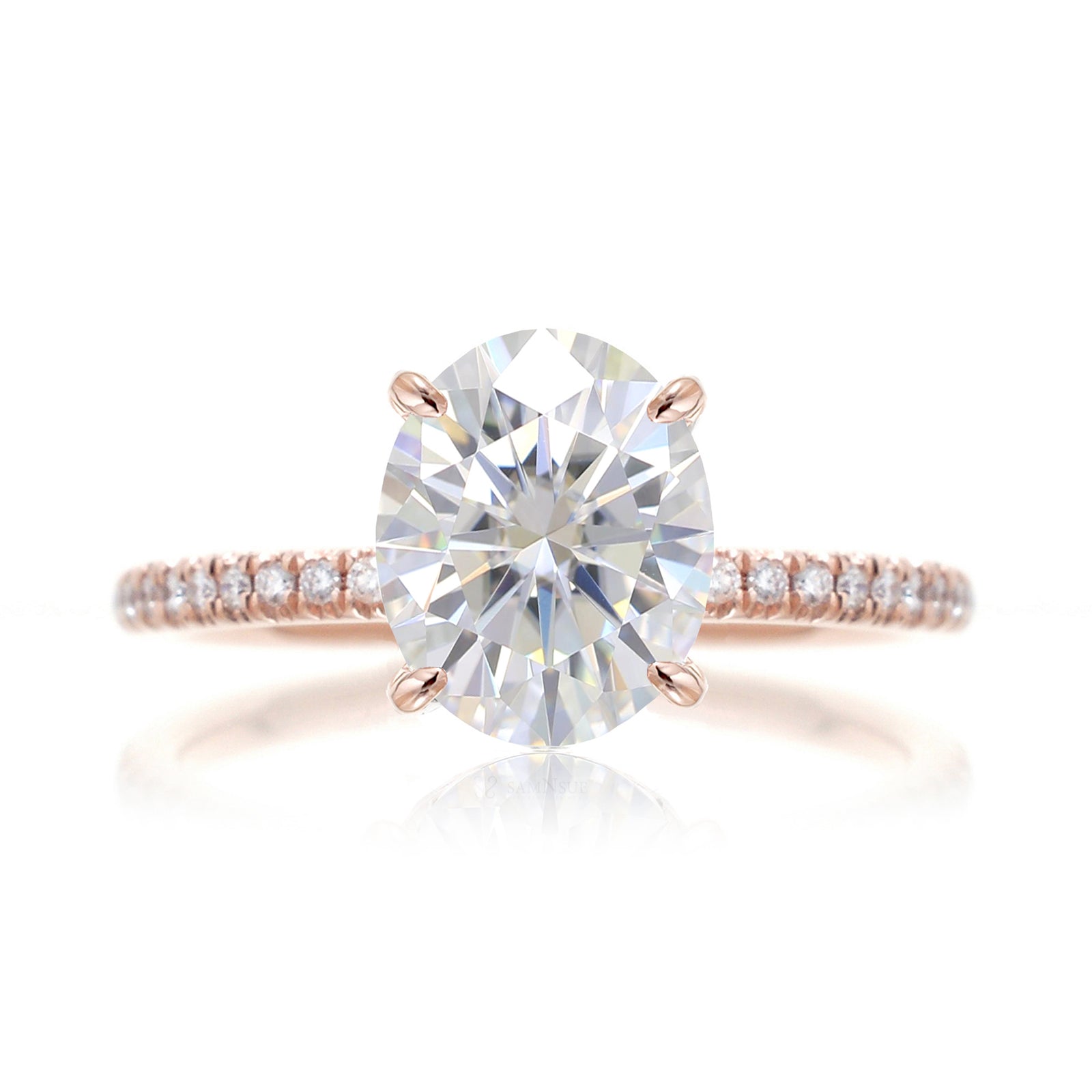 The Ava Oval Moissanite Engagement Ring With Diamond Accent