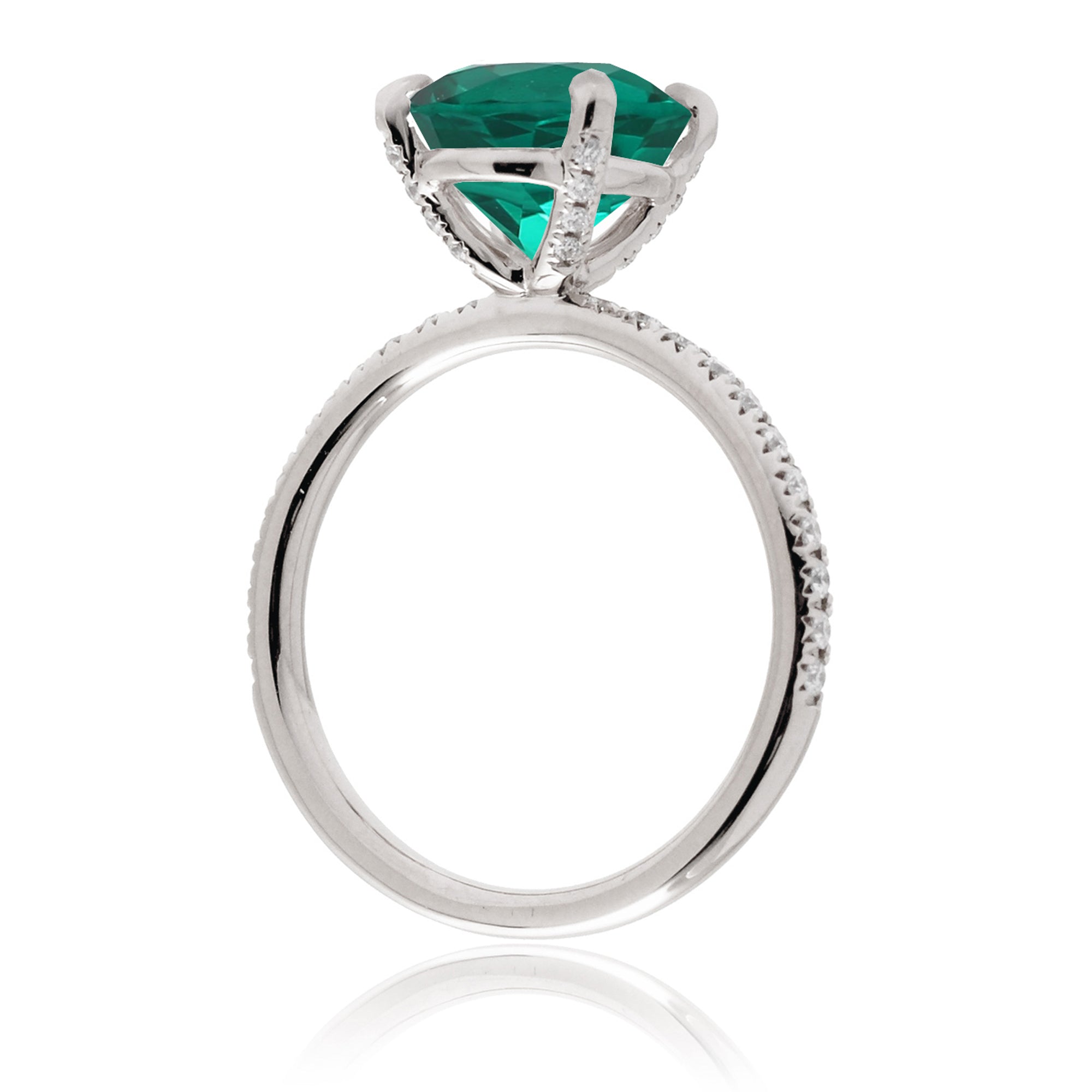 The Ava Princess Cut Emerald Ring (Lab Grown)