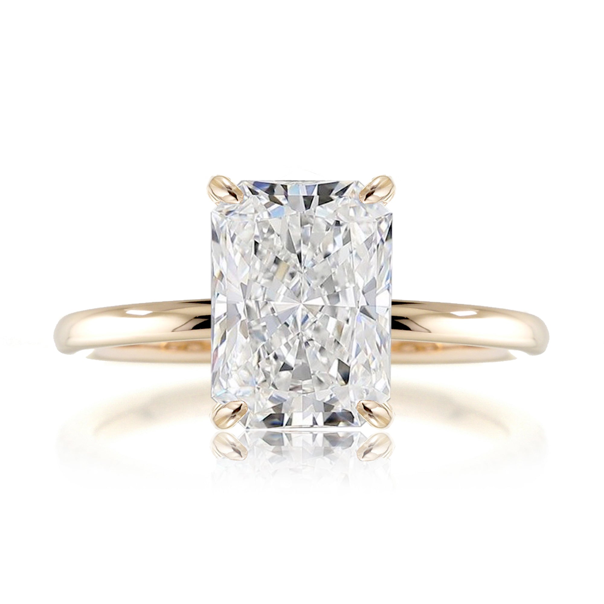 Radiant diamond hot sale engagement ring