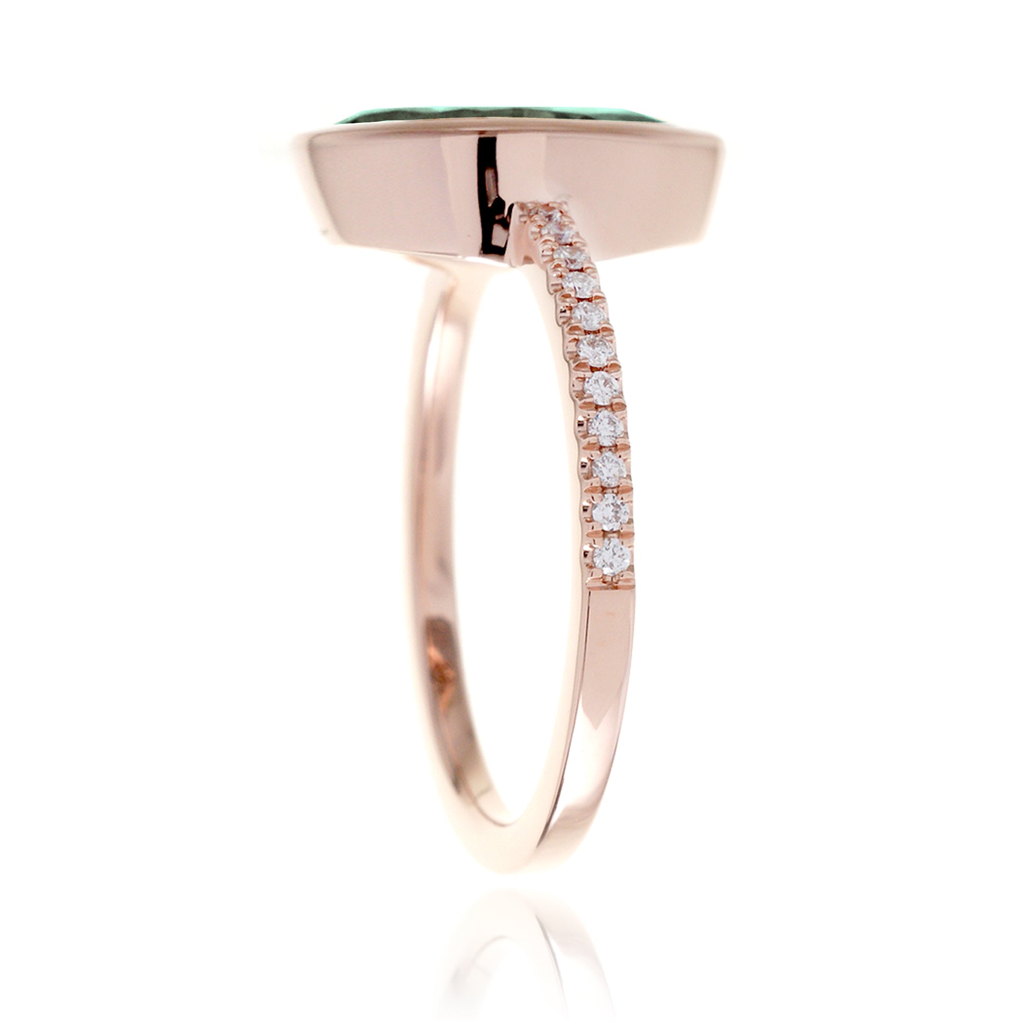 Marquise cut green sapphire bezel solitaire engagement ring rose gold