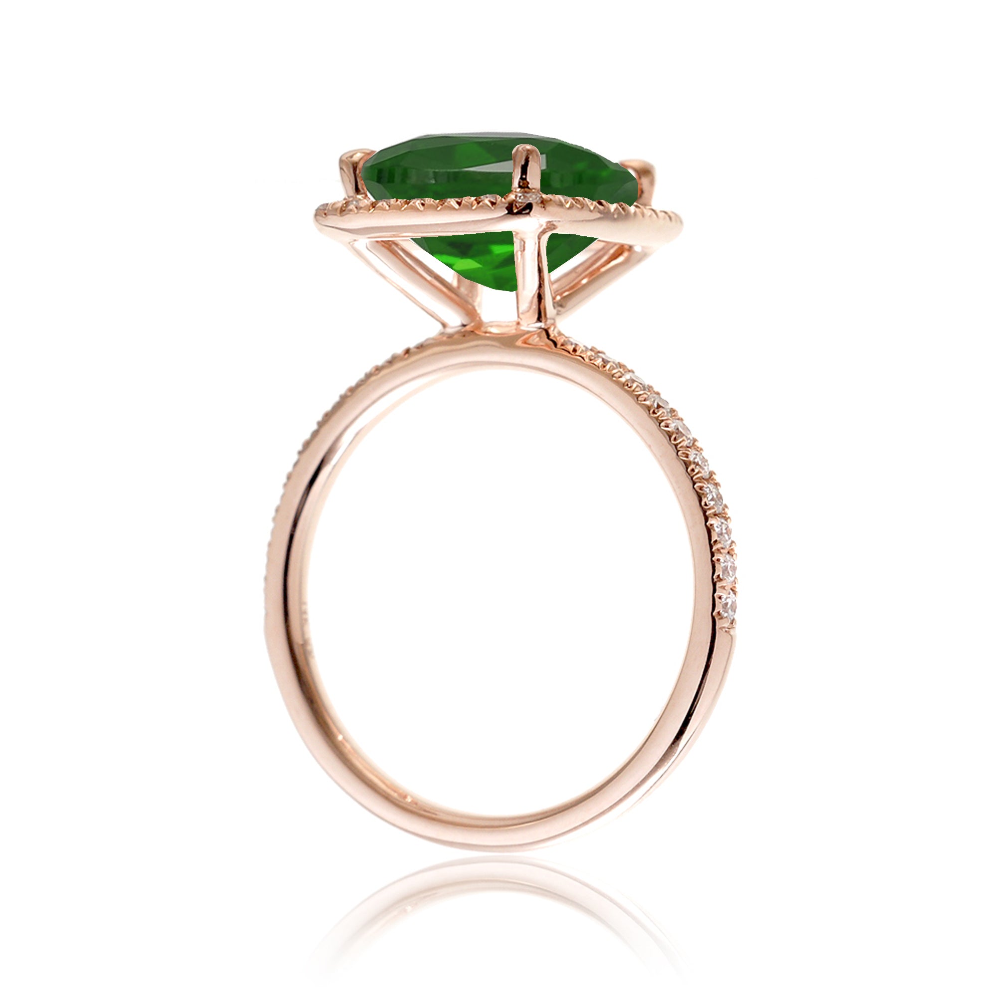 Cushion emerald diamond halo engagement ring - The Caitlin rose gold