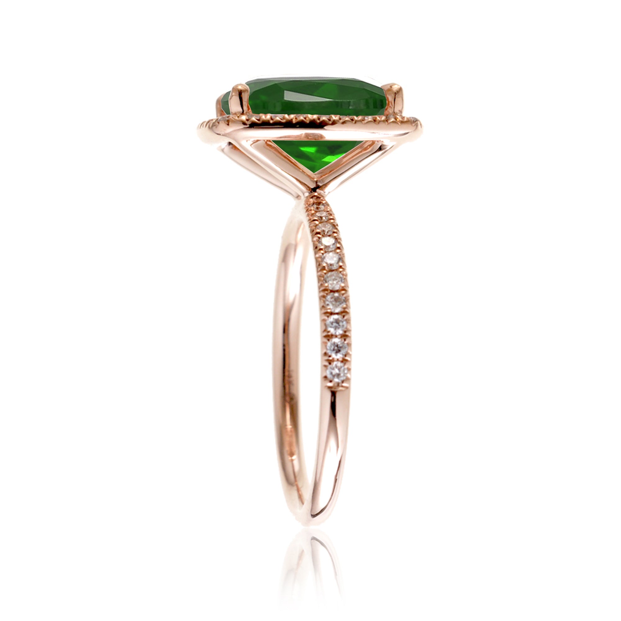 Cushion emerald diamond halo engagement ring - The Caitlin rose gold