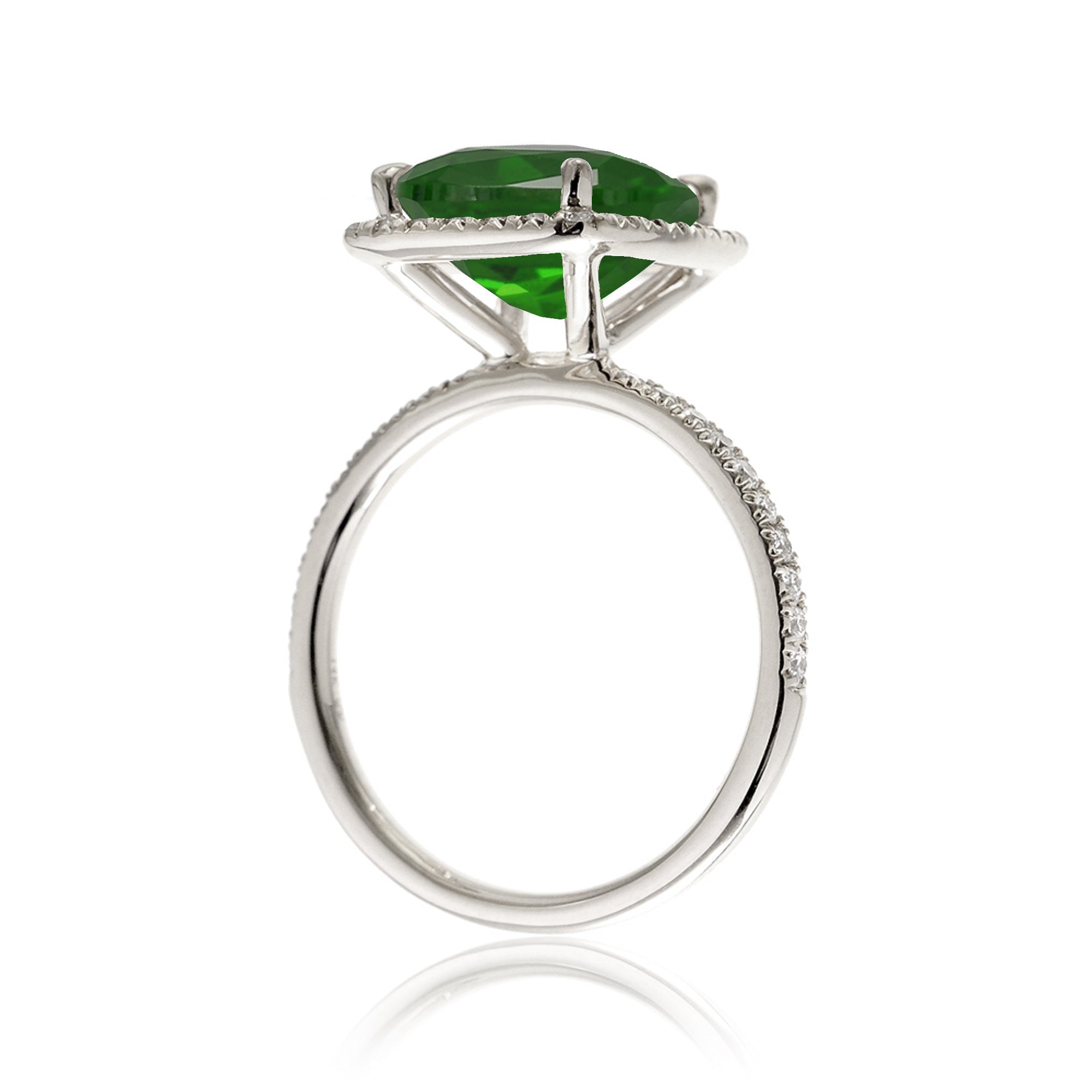 Cushion emerald diamond halo engagement ring - The Caitlin white gold