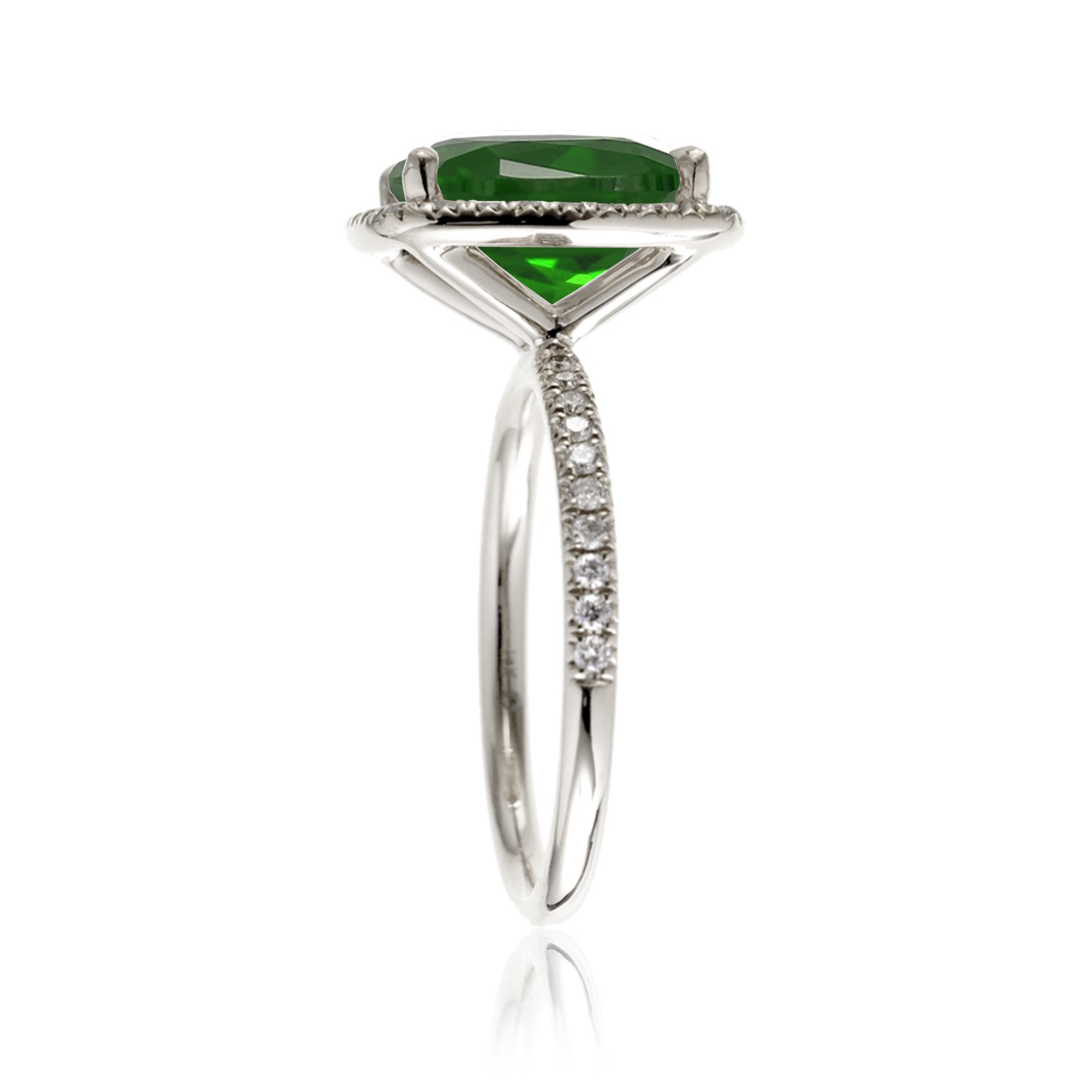 Cushion emerald diamond halo engagement ring - The Caitlin white gold