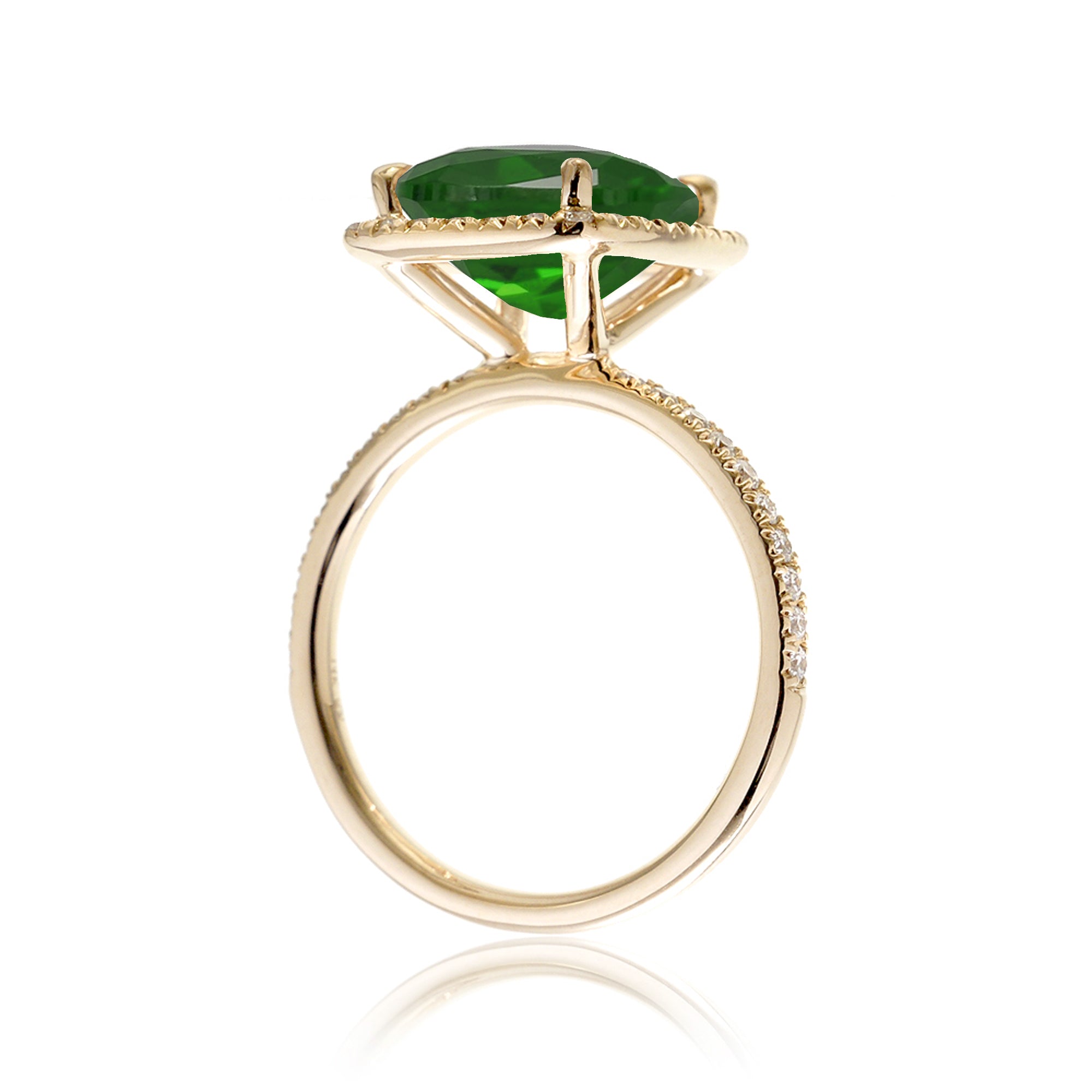 Cushion emerald diamond halo engagement ring - The Caitlin yellow gold