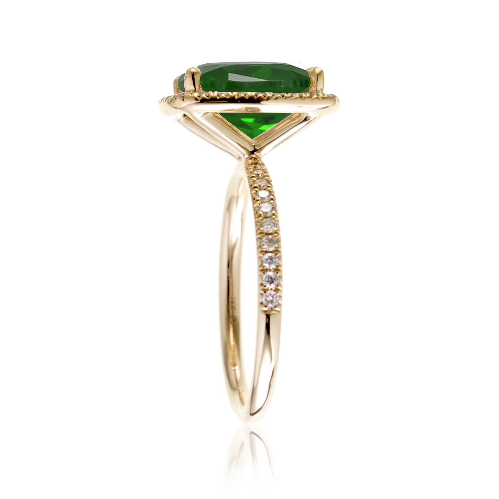 Cushion emerald diamond halo engagement ring - The Caitlin yellow gold