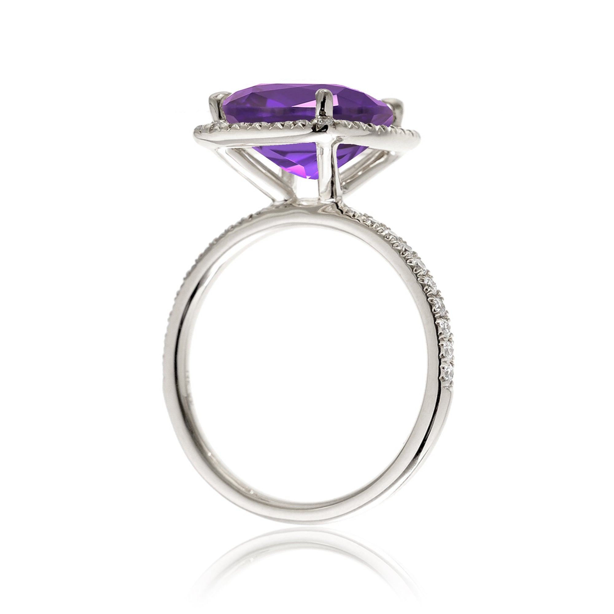 Cushion purple sapphire halo diamond ring amethyst color - The Caitlin white gold