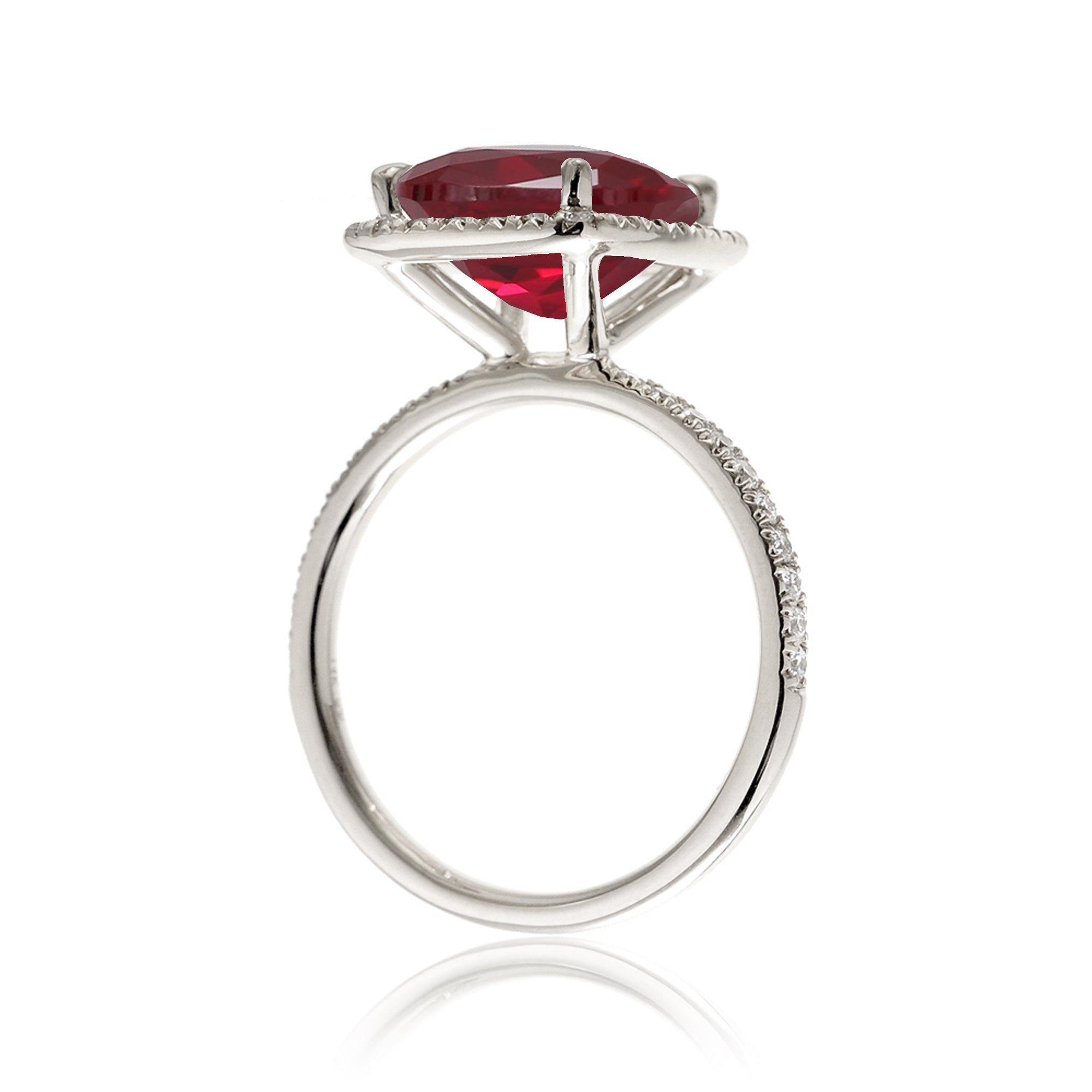 Cushion ruby and diamond halo engagement ring - The Caitlin white  gold