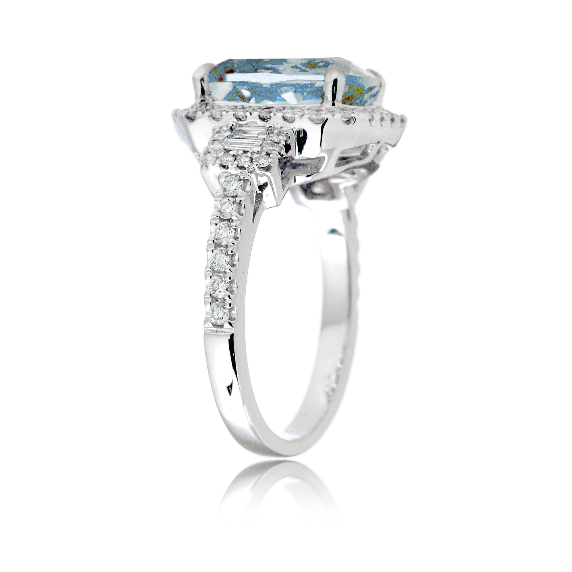 The Cali Cushion Cut Aquamarine Ring