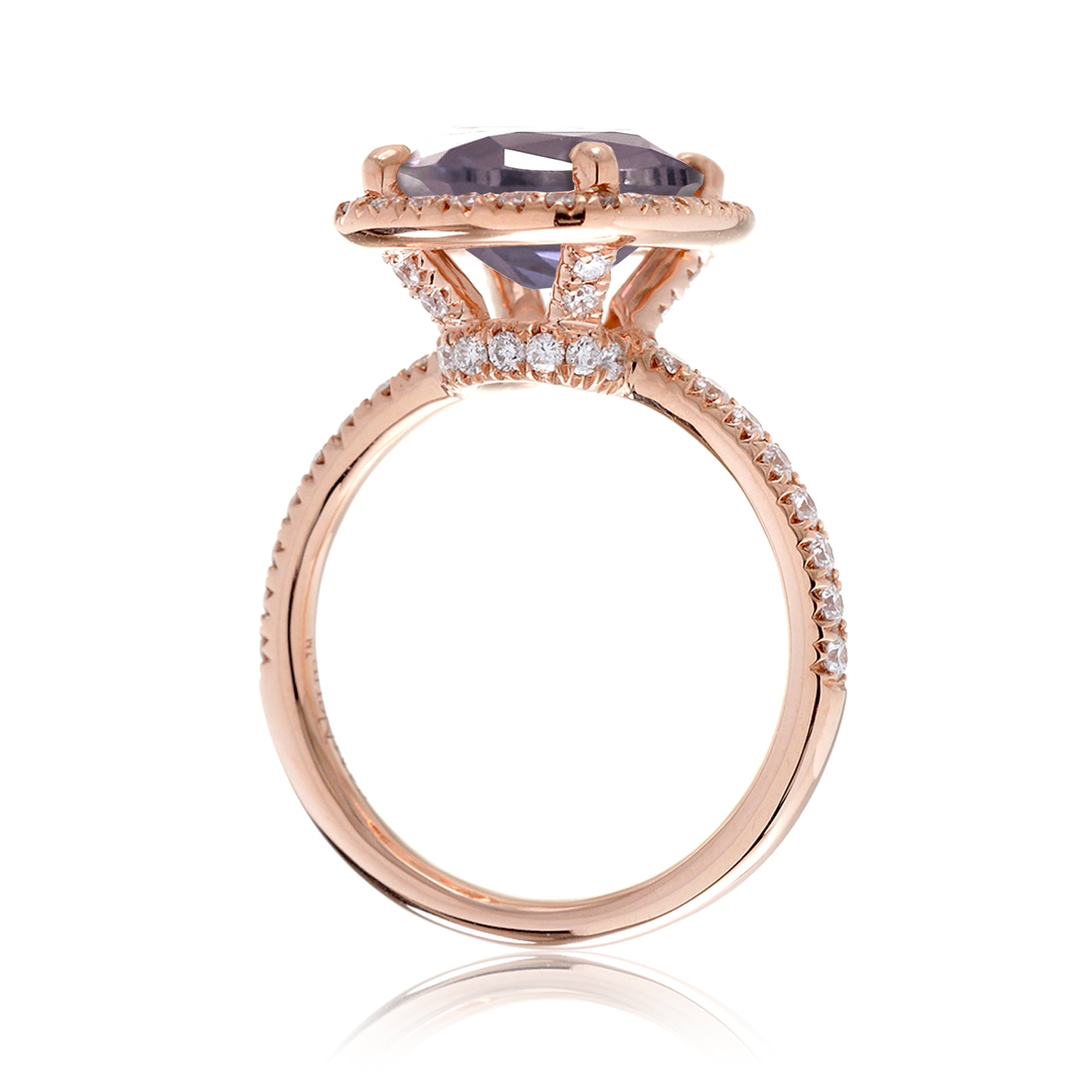 The Drenched Cushion Cut Rose De France Amethyst Ring