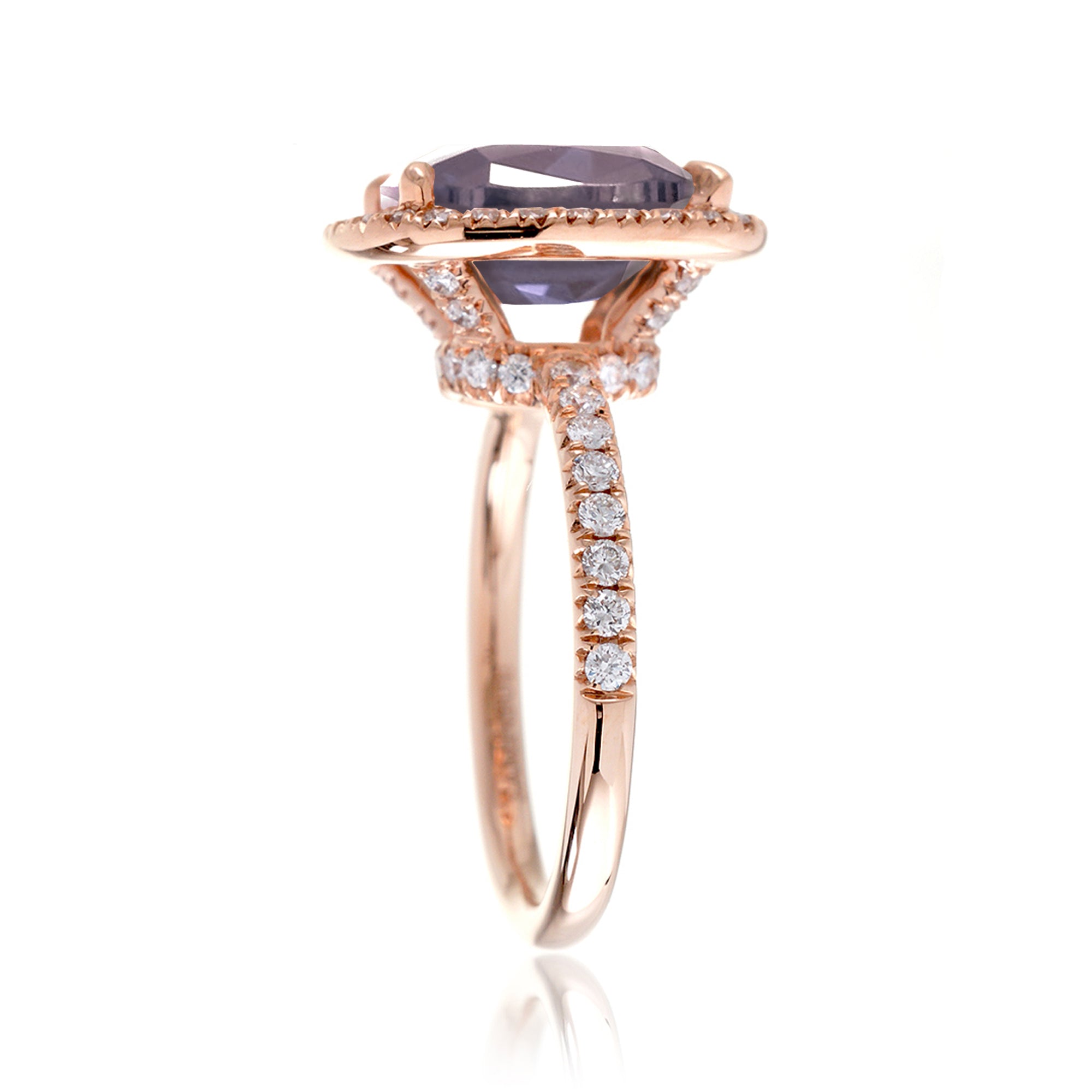 The Drenched Cushion Cut Rose De France Amethyst Ring