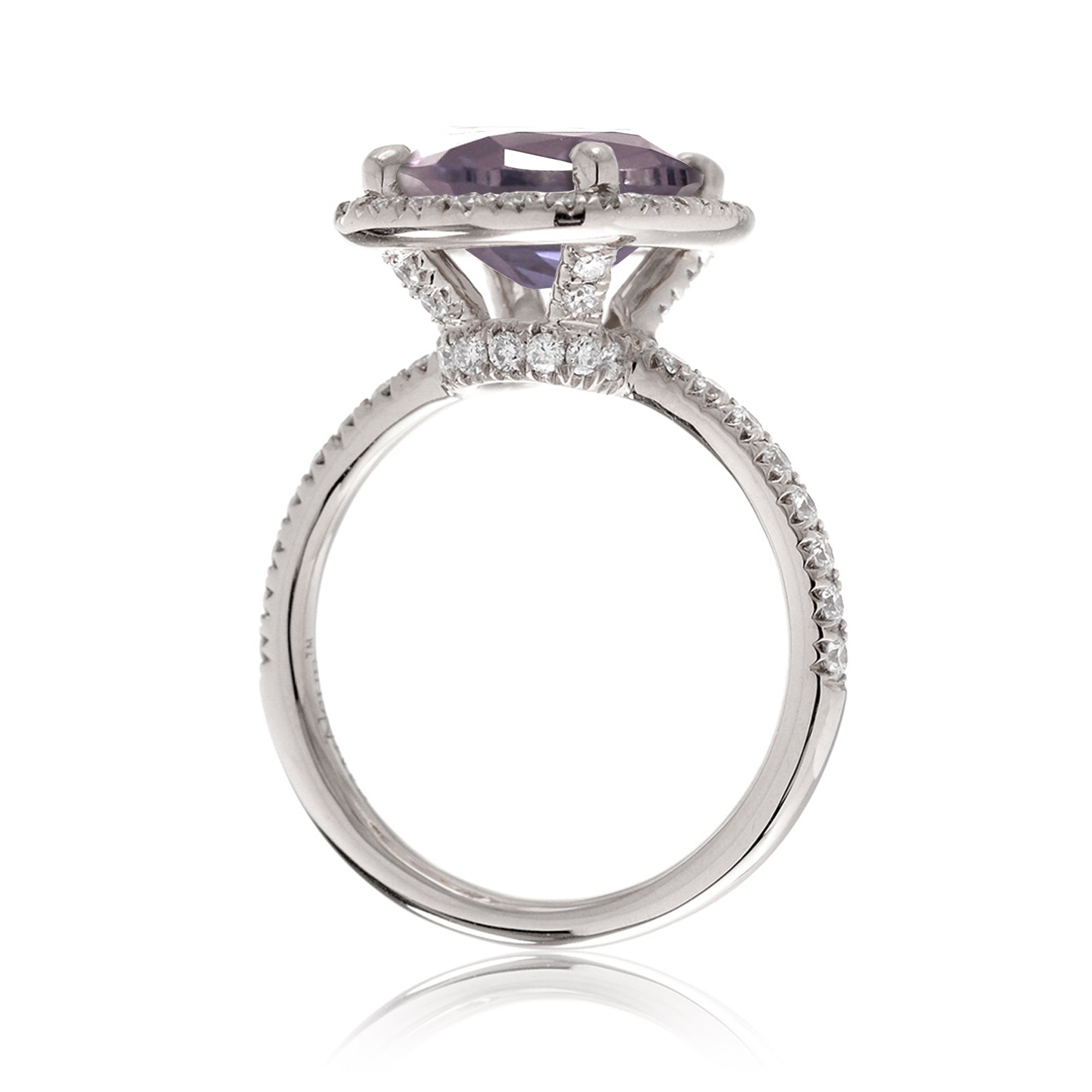 Rose De sale France Amethyst, Natural White Zircon Ring.