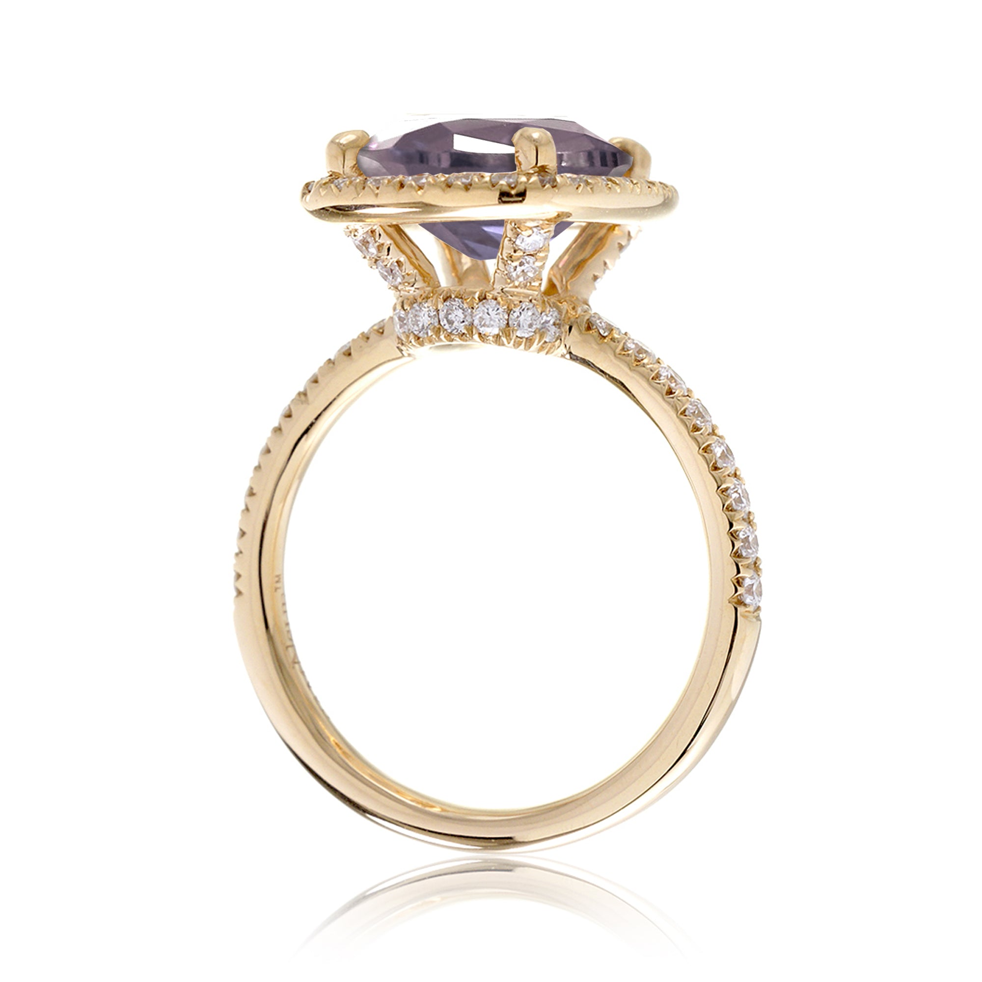 The Drenched Cushion Cut Rose De France Amethyst Ring