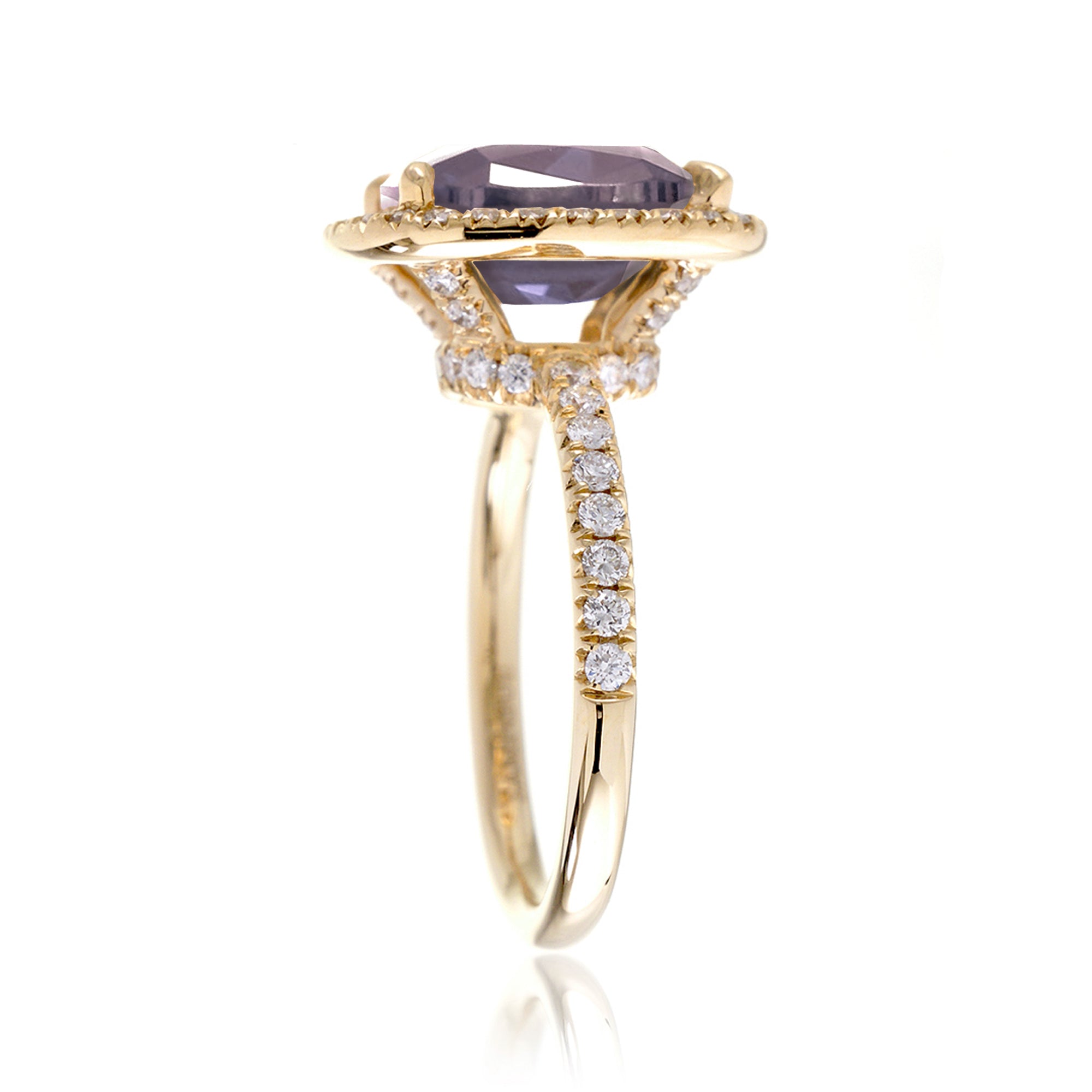 The Drenched Cushion Cut Rose De France Amethyst Ring