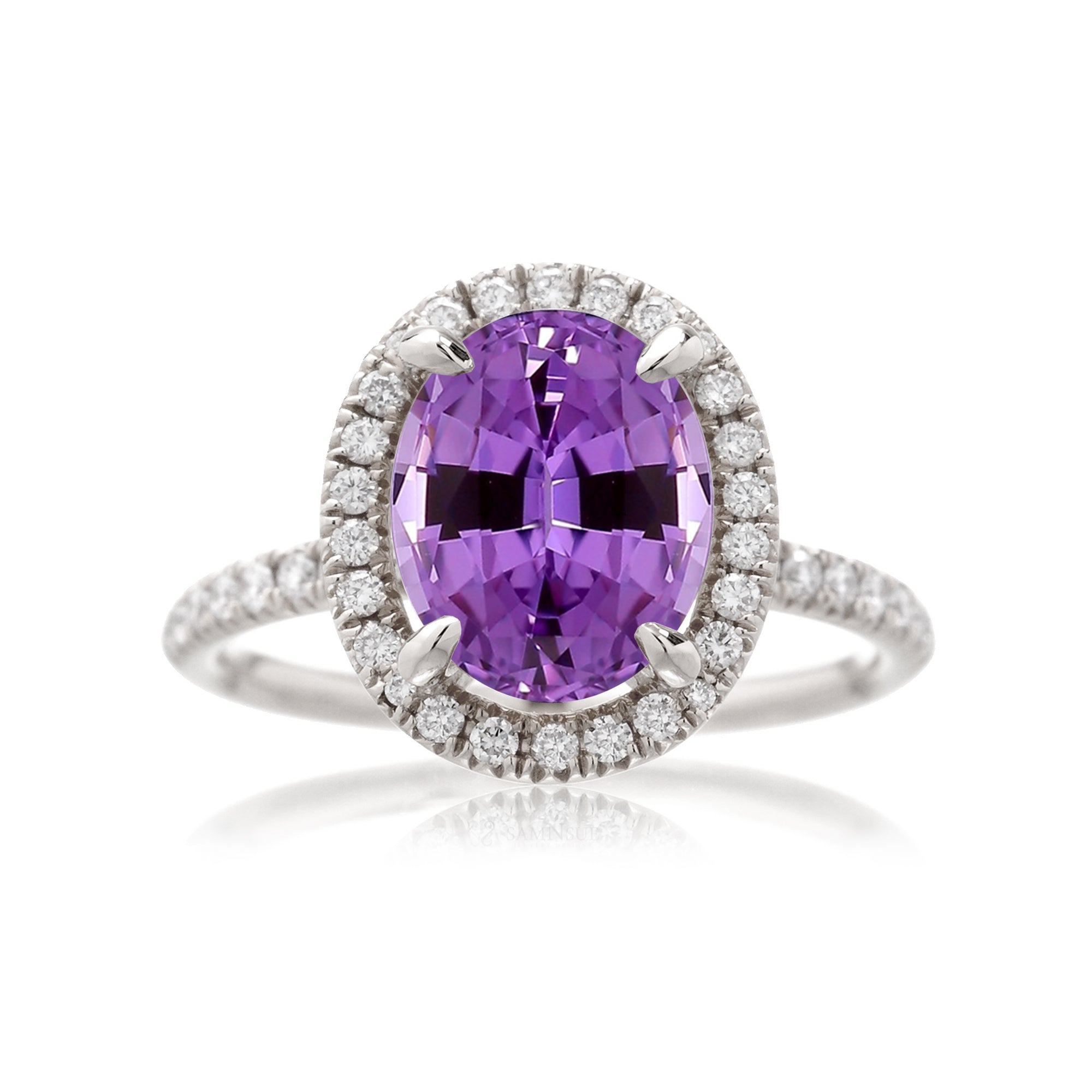 Purple sapphire amethyst diamond ring the Drenched white gold