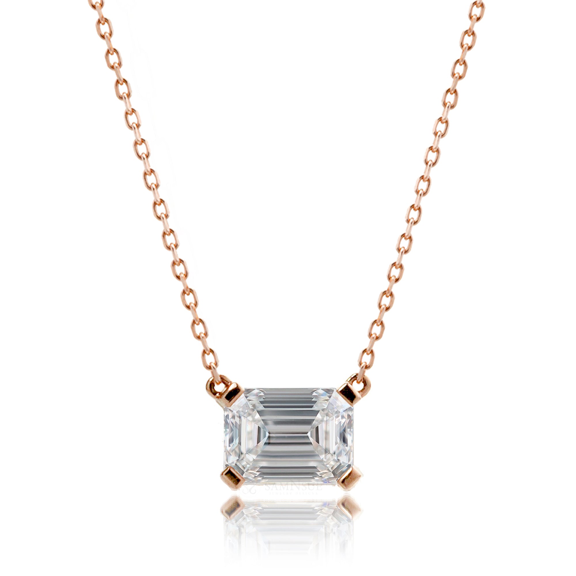 Emerald cut hot sale solitaire necklace