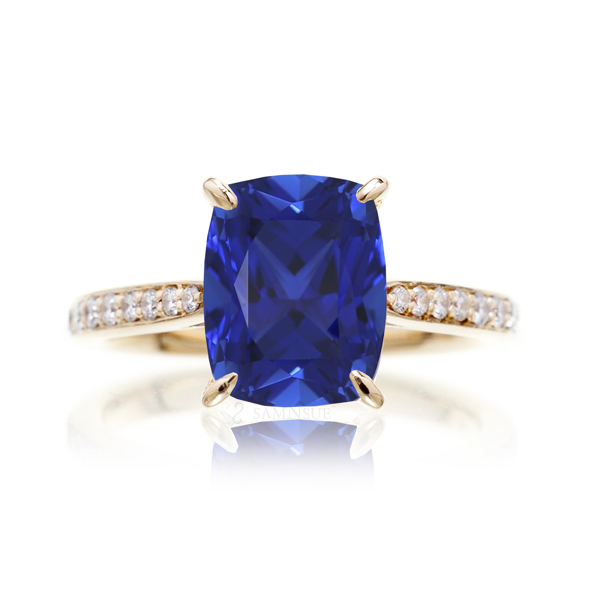 The Emily Cushion Sapphire Ring (Lab-Grown)