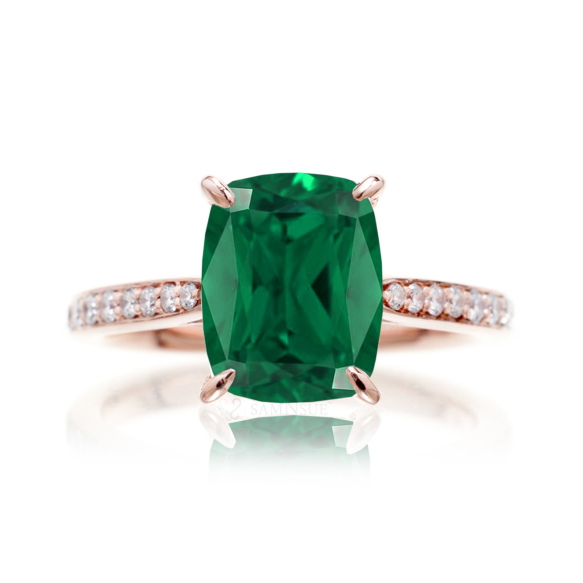 The Emily Cushion Emerald Ring (Lab-Grown)
