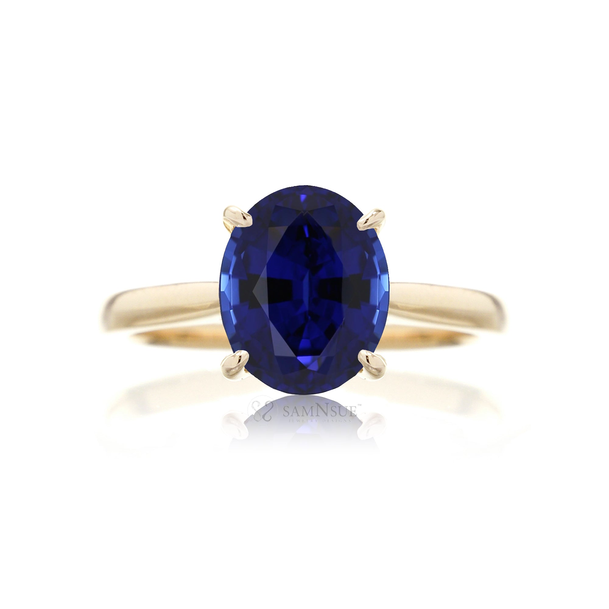 The Emily Oval Blue Sapphire Ring (Lab-Grown)