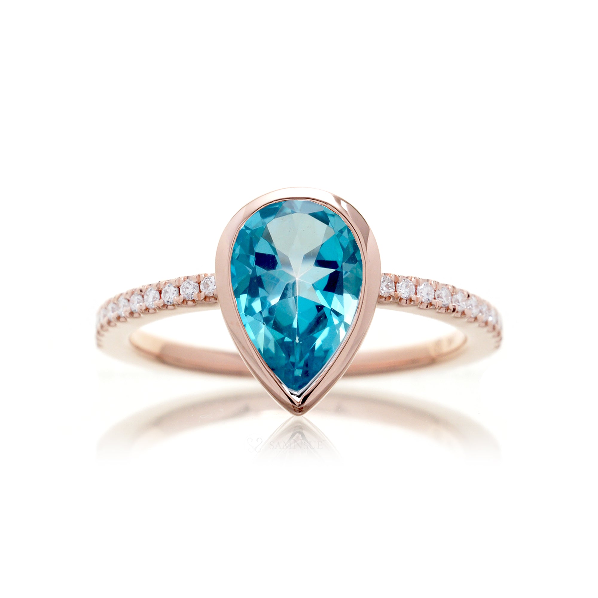 The Beverly Pear Swiss Blue Topaz Ring