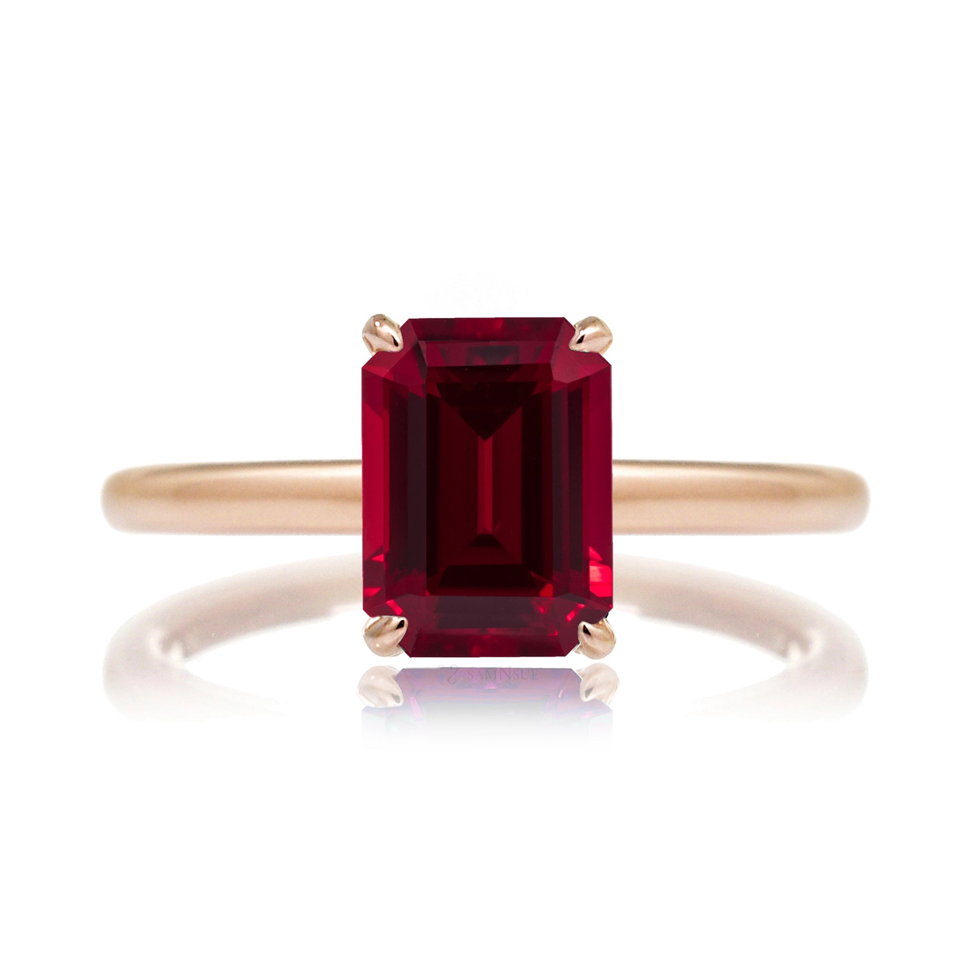 3.10 popular Carat Round Cut Diamonds Red Ruby Three Stone Bezel Fancy Women Engagement Ring 14K Yellow Gold Finish Simple Party Wear Jewelry