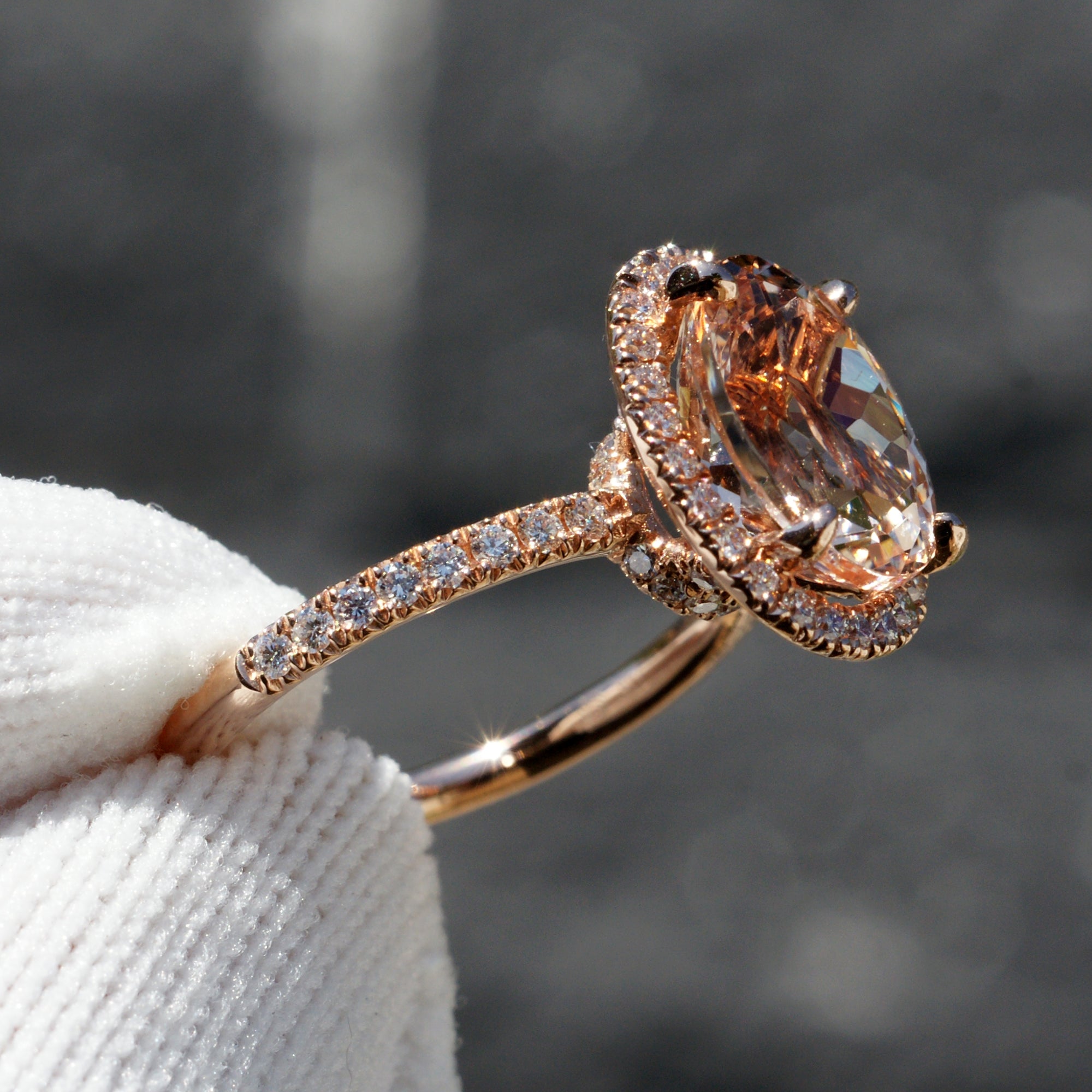 Open Leaf Diamond Engagement Ring In 14K Rose Gold, rings 