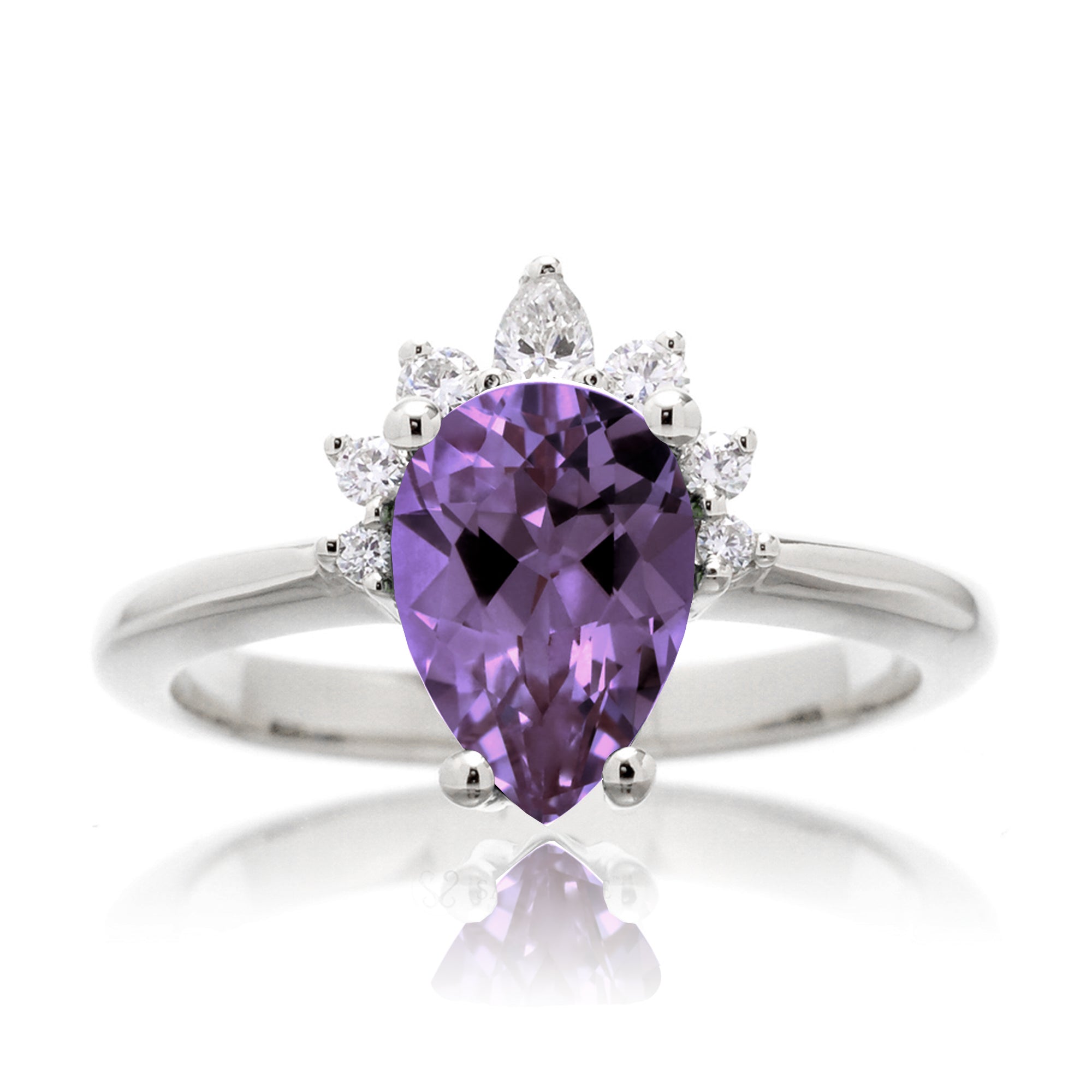 The Pacey Pear Purple Sapphire & Diamond Ring (Amethyst)