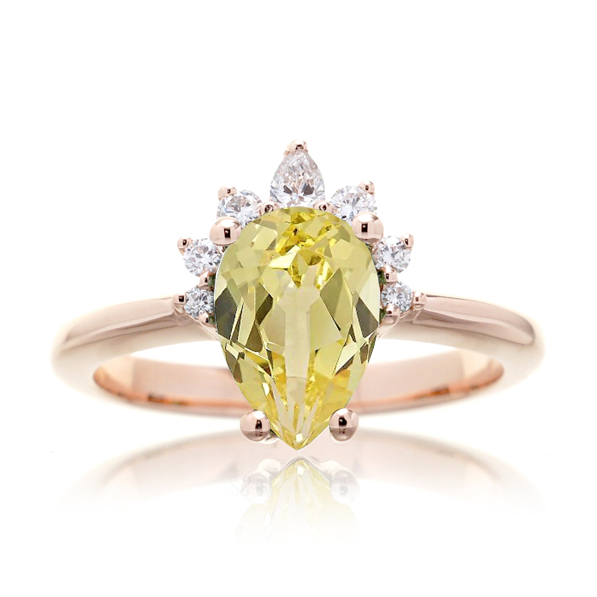 Yellow sapphire teardrop ring the Pacey  rose gold