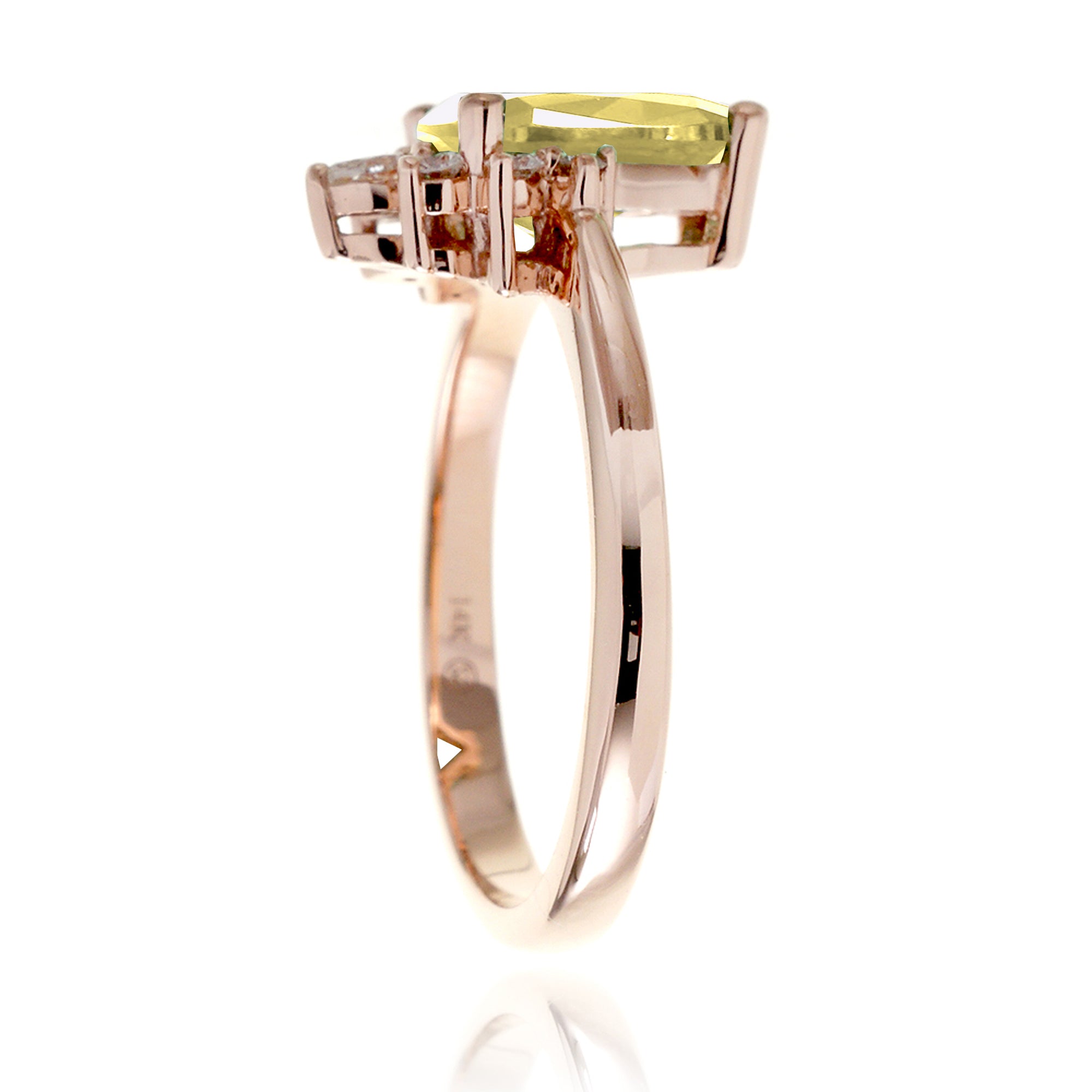 Yellow sapphire teardrop ring the Pacey  rose gold