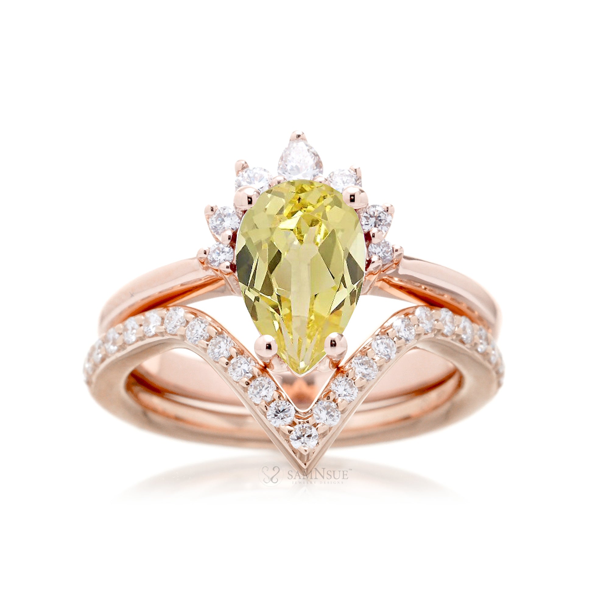 Yellow sapphire teardrop ring the Pacey  rose gold