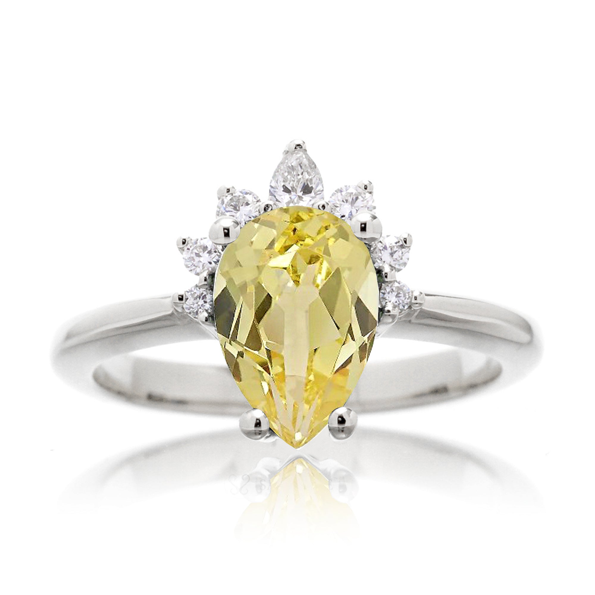 Yellow sapphire teardrop ring the Pacey  white gold